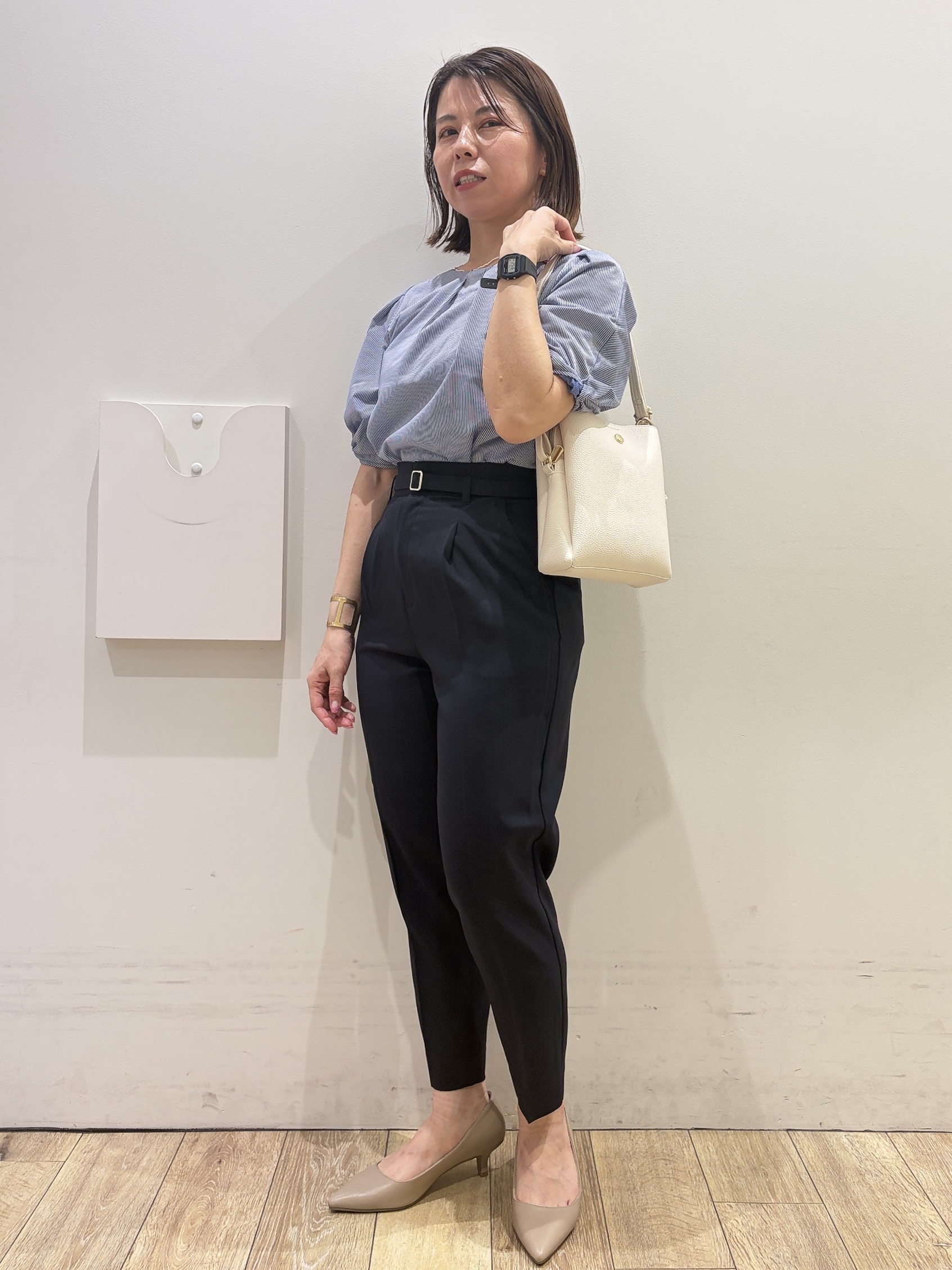 YUKOさんの「index｜【吸水速乾】ストライプ調デザインスリーブトップス《洗濯機OK》」を使ったコーディネート