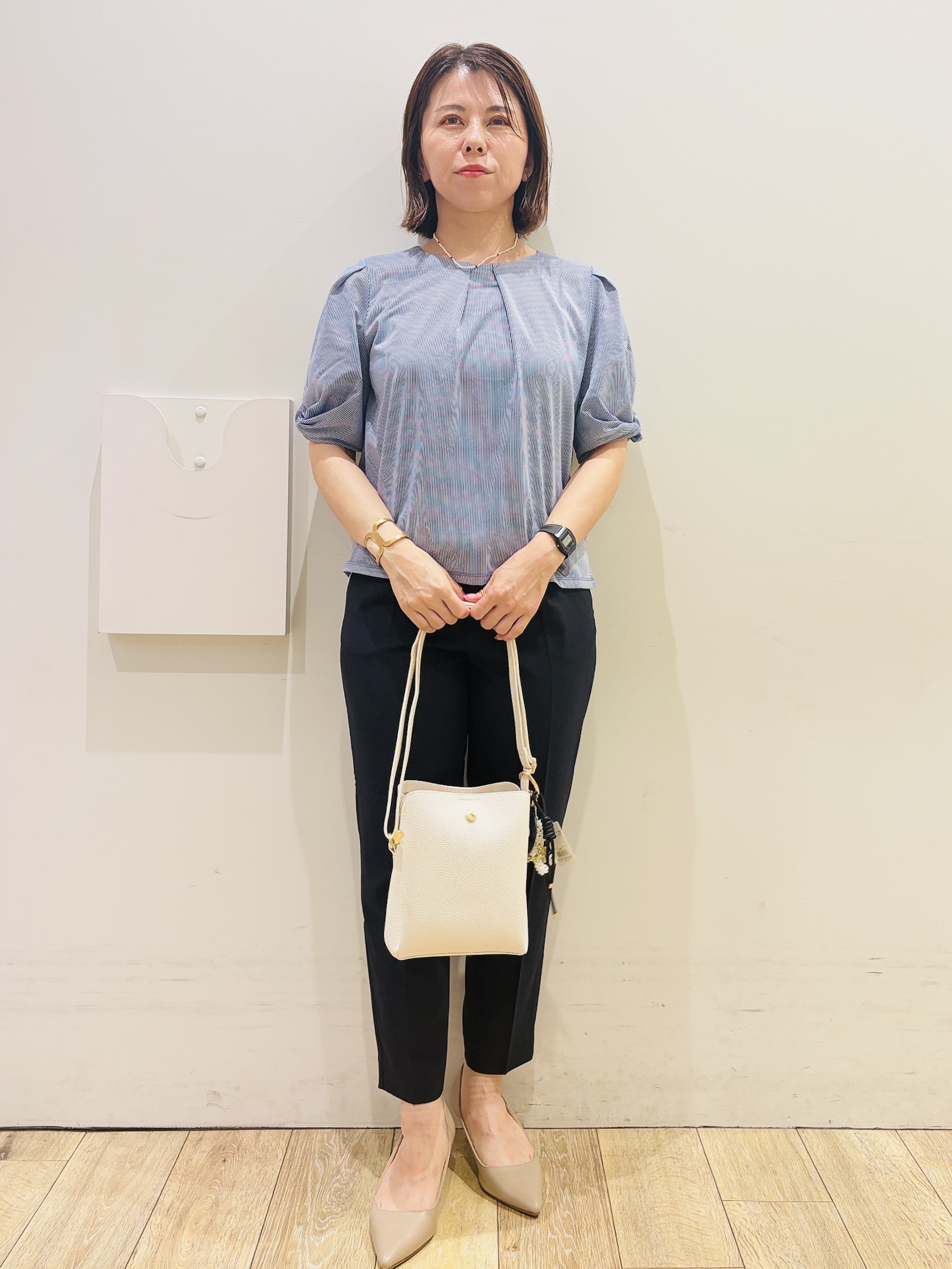 YUKOさんの「index｜【吸水速乾】ストライプ調デザインスリーブトップス《洗濯機OK》」を使ったコーディネート
