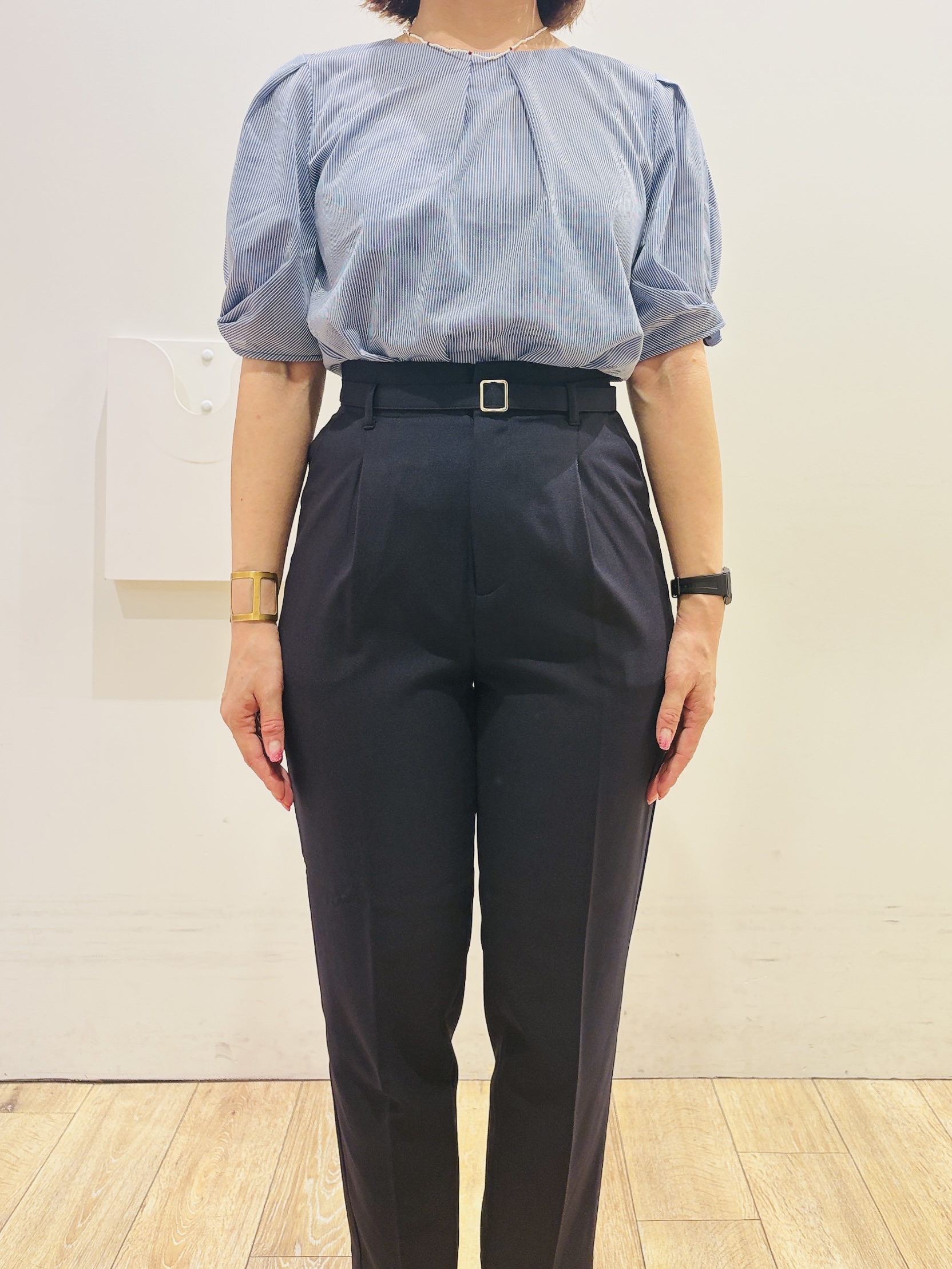 YUKOさんの「index｜【吸水速乾】ストライプ調デザインスリーブトップス《洗濯機OK》」を使ったコーディネート