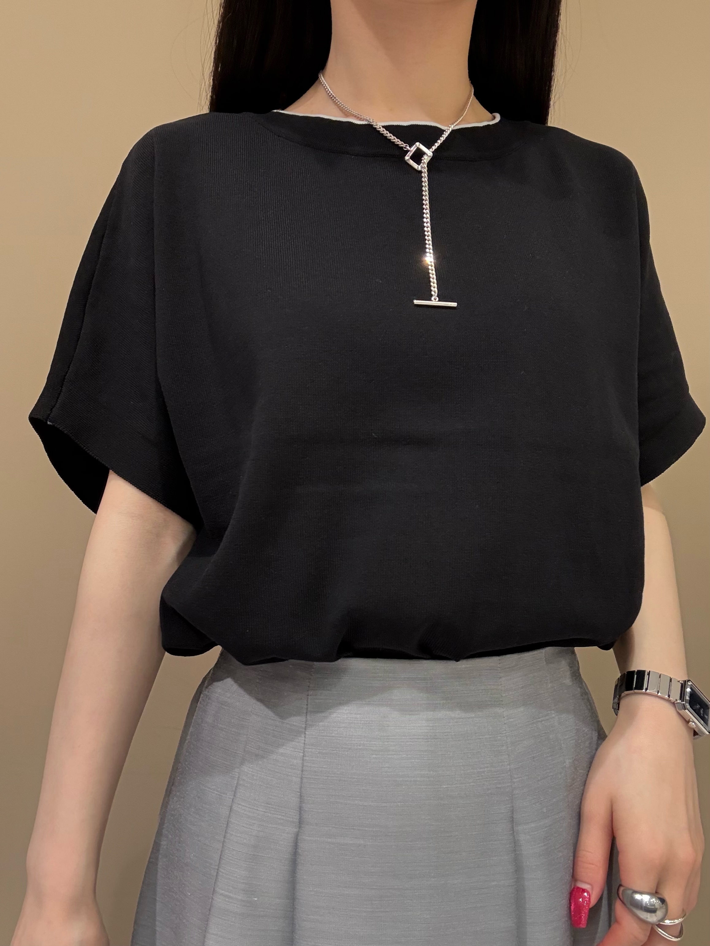 KEIKOさんの「INDIVI｜【洗える／コットン】ドライタッチさらりニットT」を使ったコーディネート
