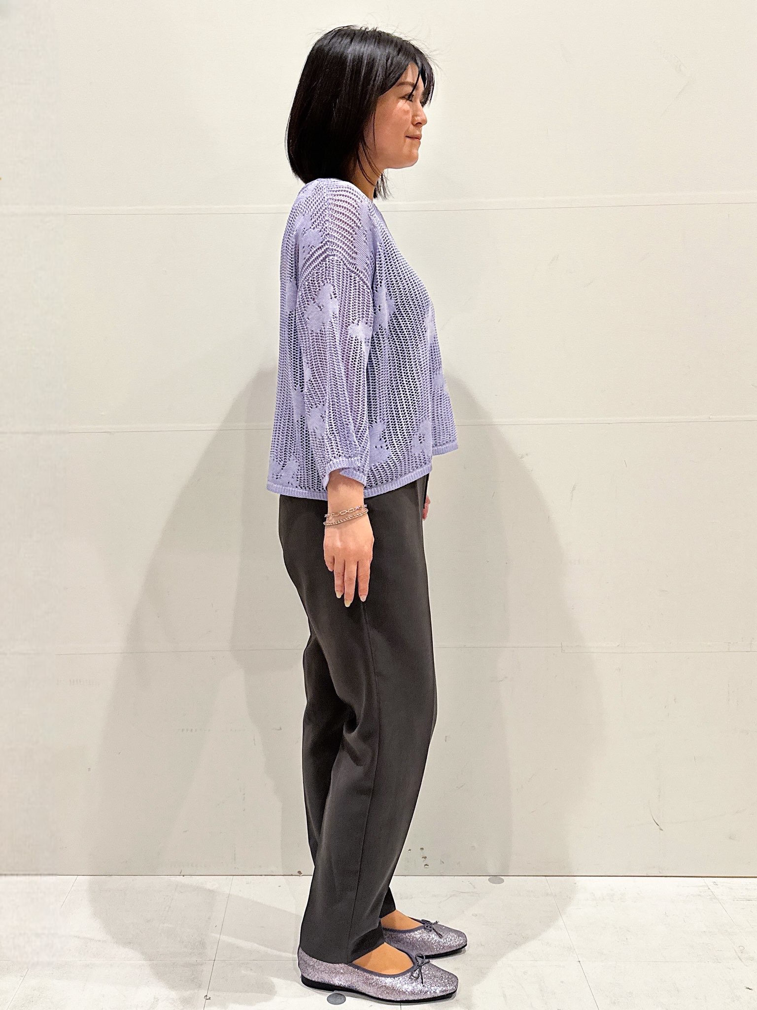 Minさんの「OPAQUE.CLIP｜フラワーモチーフメッシュニット【洗濯機OK】」を使ったコーディネート