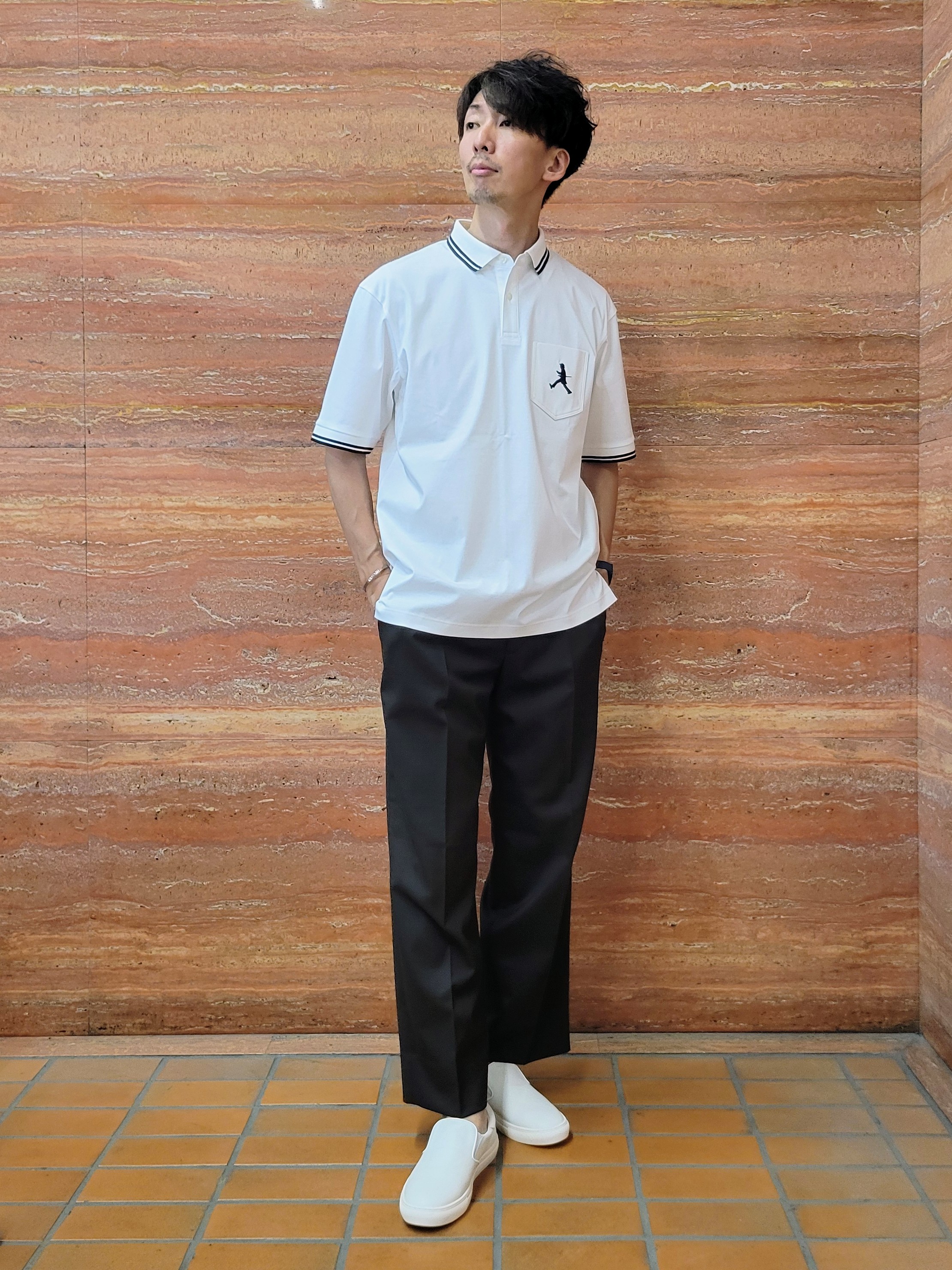 piroyaさんの「TAKEO KIKUCHI｜【BOWLER HAT LABEL】アイスクリアコットン ボーラーハットウォーカー ポロシャツ」を使ったコーディネート