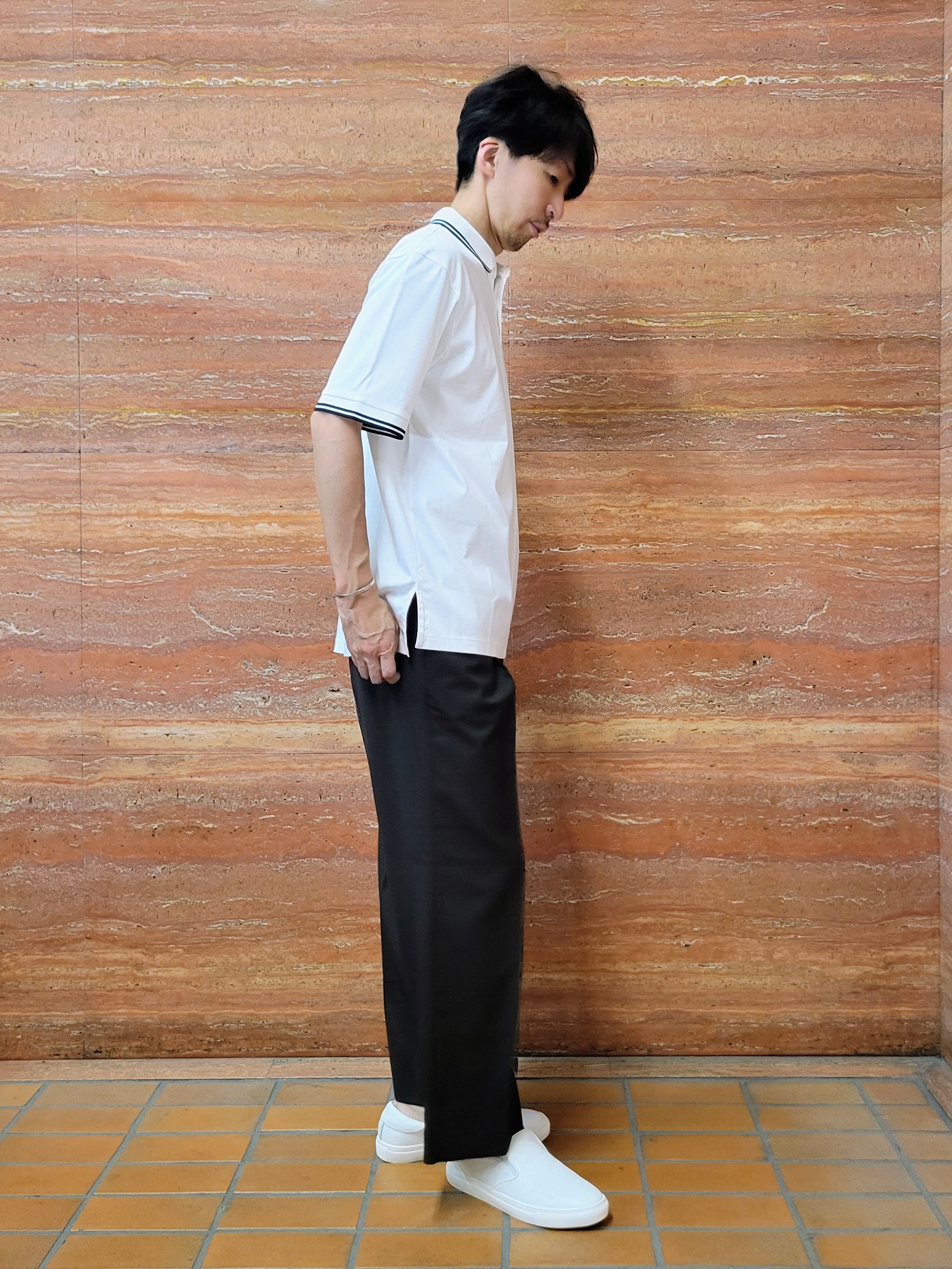 piroyaさんの「TAKEO KIKUCHI｜【BOWLER HAT LABEL】アイスクリアコットン ボーラーハットウォーカー ポロシャツ」を使ったコーディネート