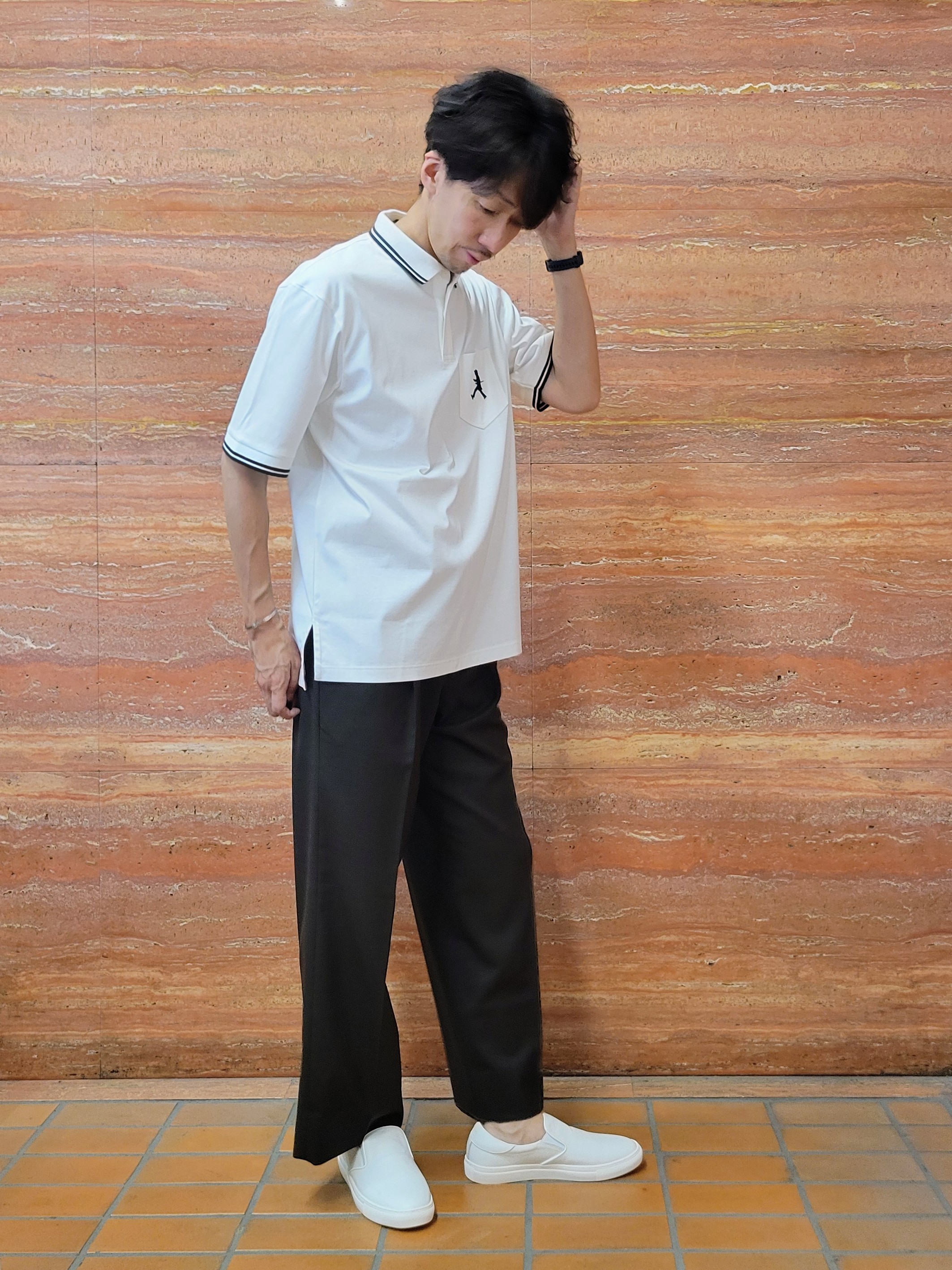 piroyaさんの「TAKEO KIKUCHI｜【BOWLER HAT LABEL】アイスクリアコットン ボーラーハットウォーカー ポロシャツ」を使ったコーディネート