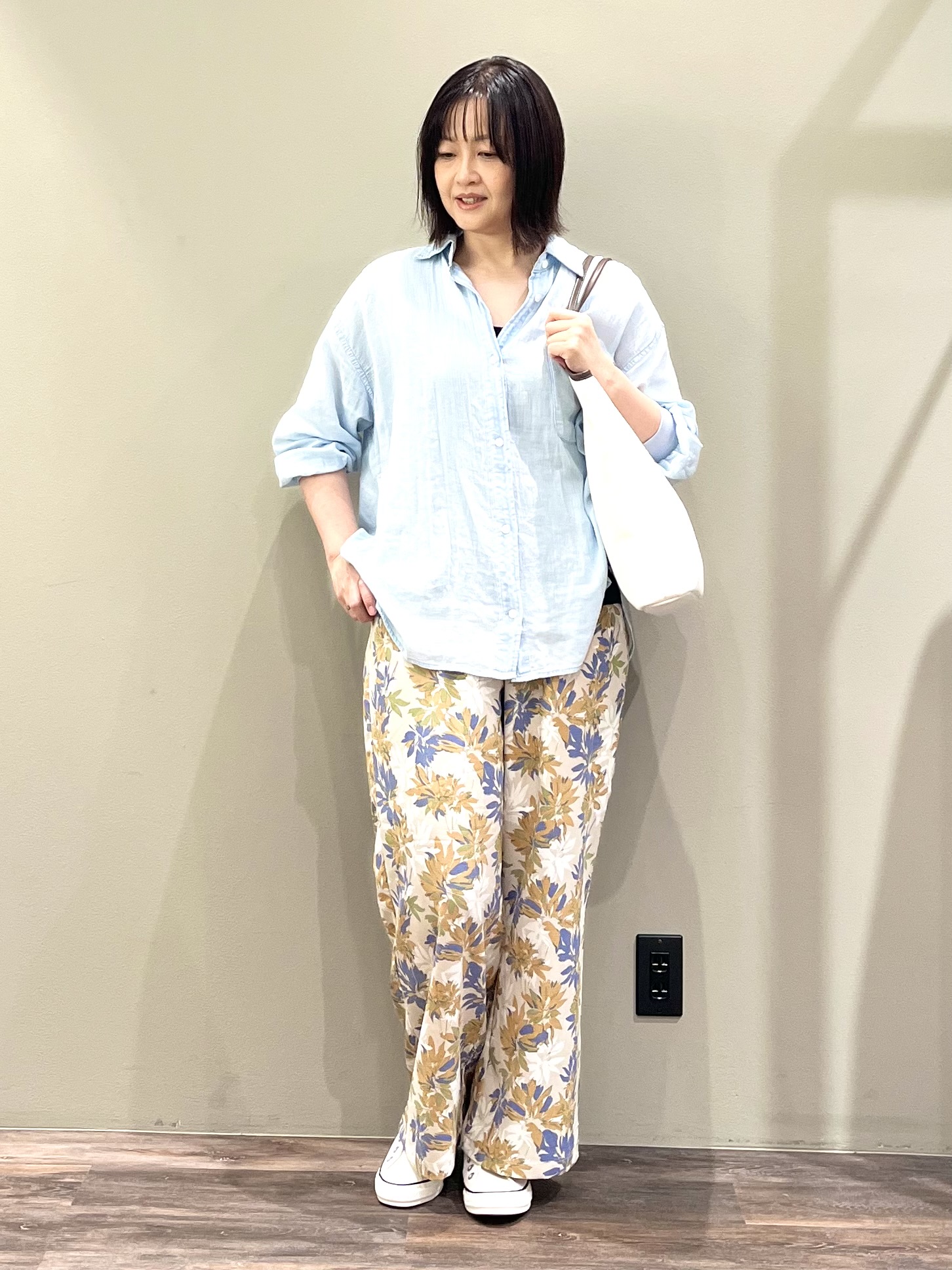 ricoさんの「Dessin｜【セットアップ可/洗える】2オンスシアーデニムシャツ」を使ったコーディネート