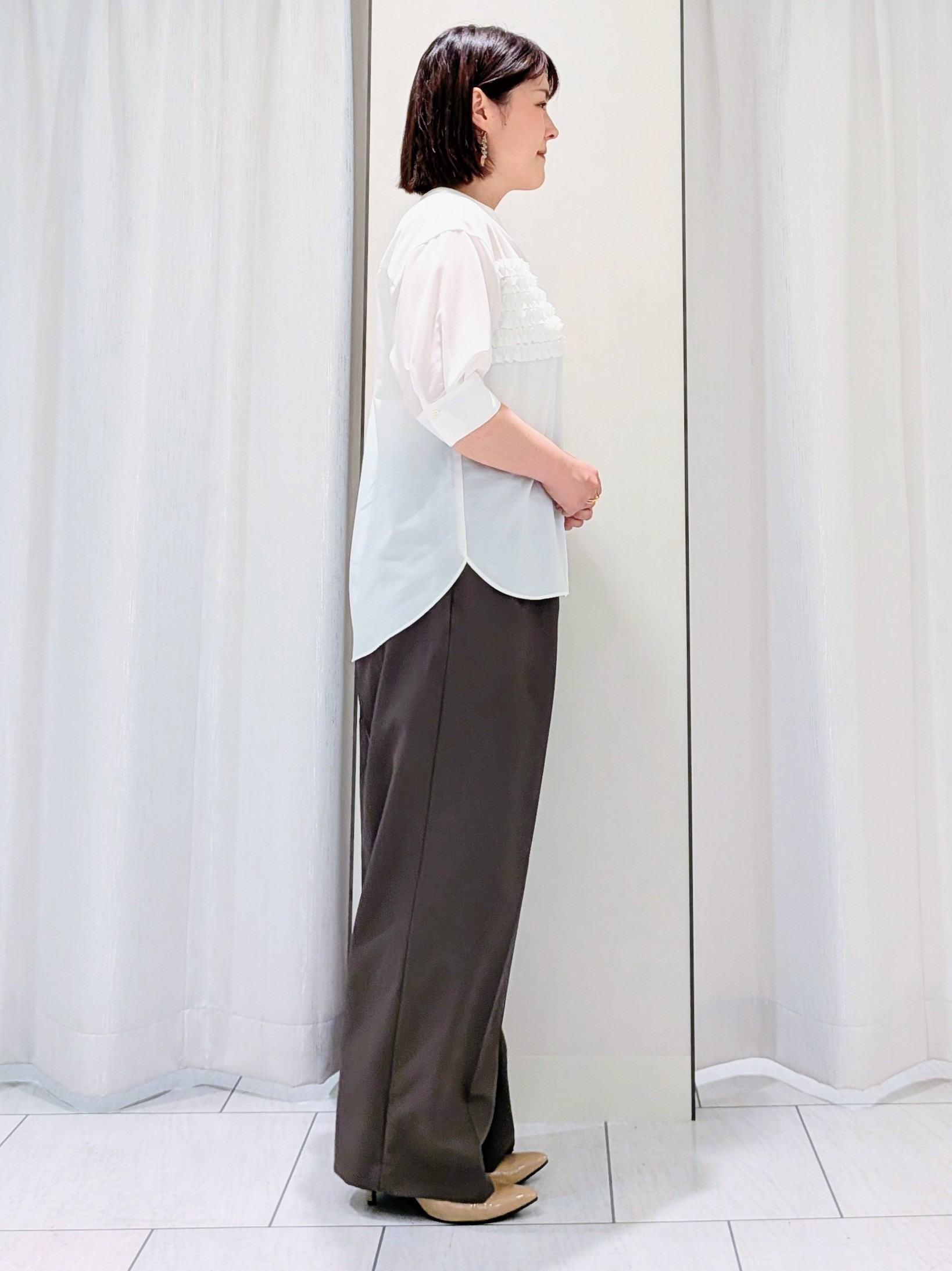 Onumaさんの「UNTITLED｜◆【程よいシアー感/洗える】エアリーバイオジャケット」を使ったコーディネート