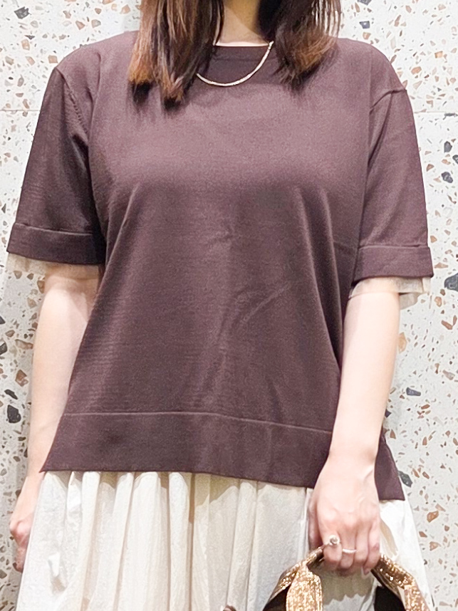 なつみさんの「OPAQUE.CLIP｜【UV／接触冷感／抗ピル】シアー＆レイヤード風さらりニット《洗濯機OK》」を使ったコーディネート
