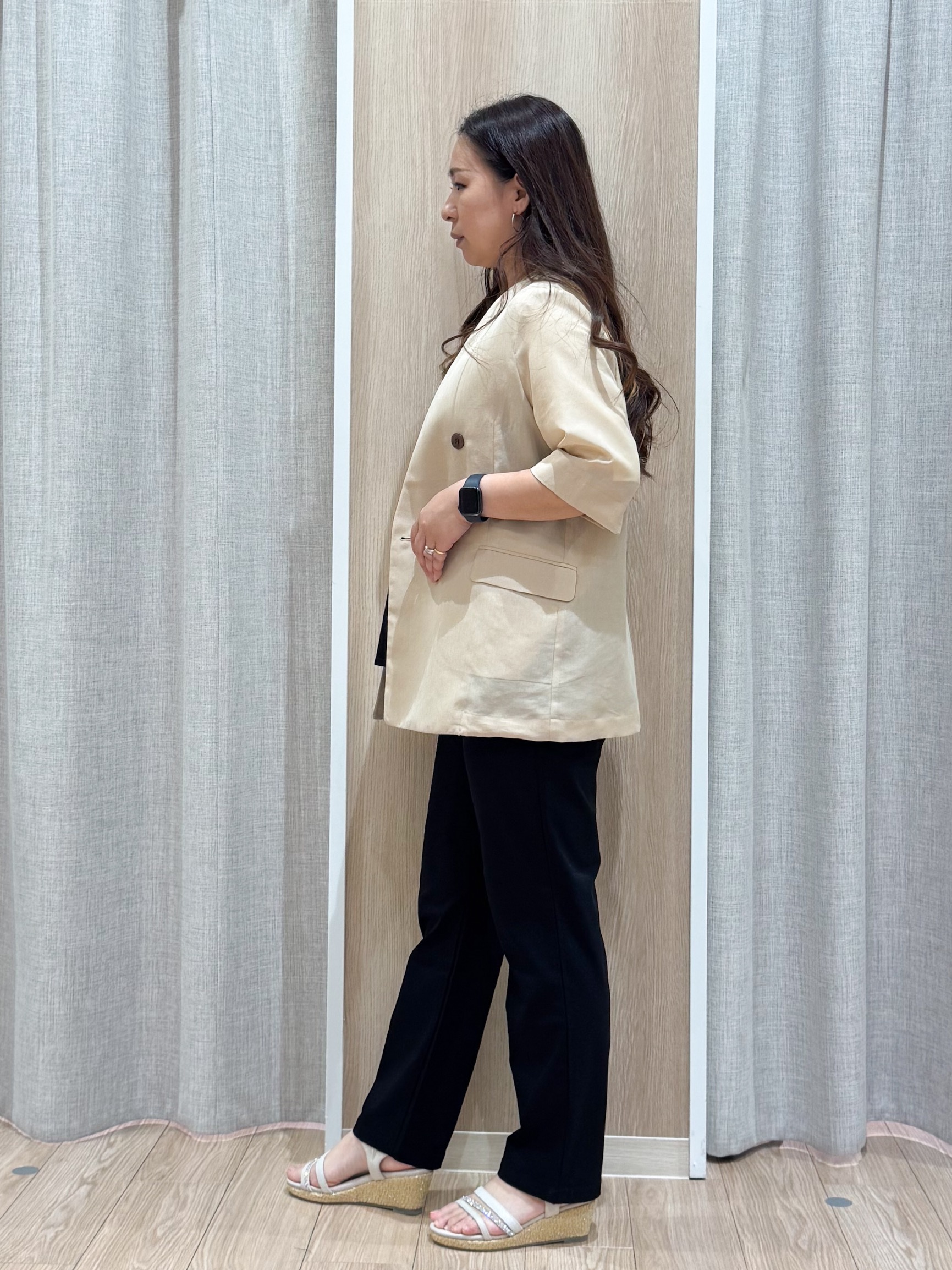 sachiさんの「grove｜【洗濯機OK/ひんやり】軽く羽織れるハーフスリーブジャケット」を使ったコーディネート