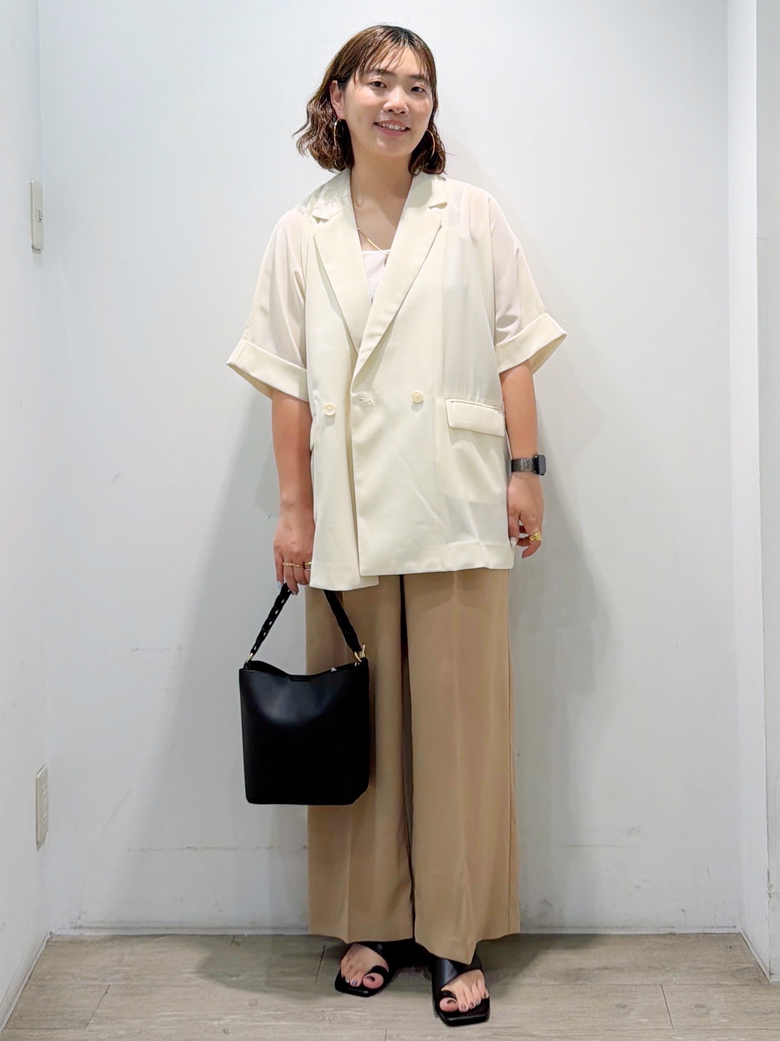 sumicaさんの「OPAQUE.CLIP｜【接触冷感／吸水速乾／防シワ】リネンライクテーラードジャケット《洗濯機OK》」を使ったコーディネート