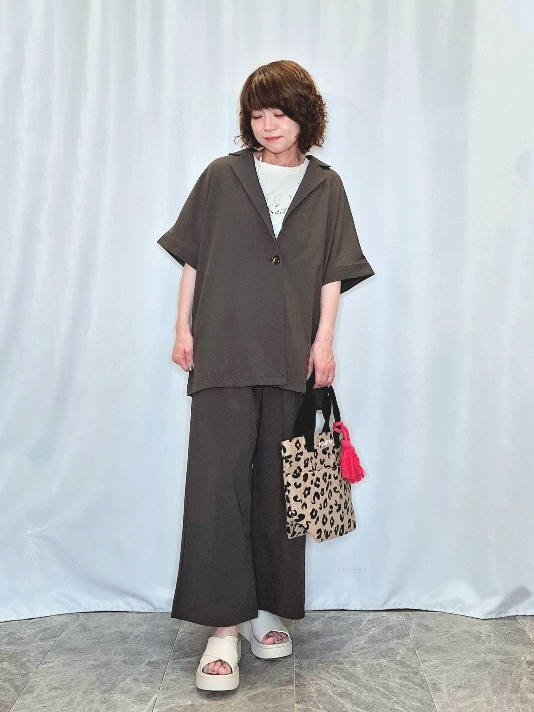 ぬーさんの「SHOO･LA･RUE｜【高レビュー/洗濯機可/セットアップ可】軽凛(かろりん) 半袖ジャケット」を使ったコーディネート