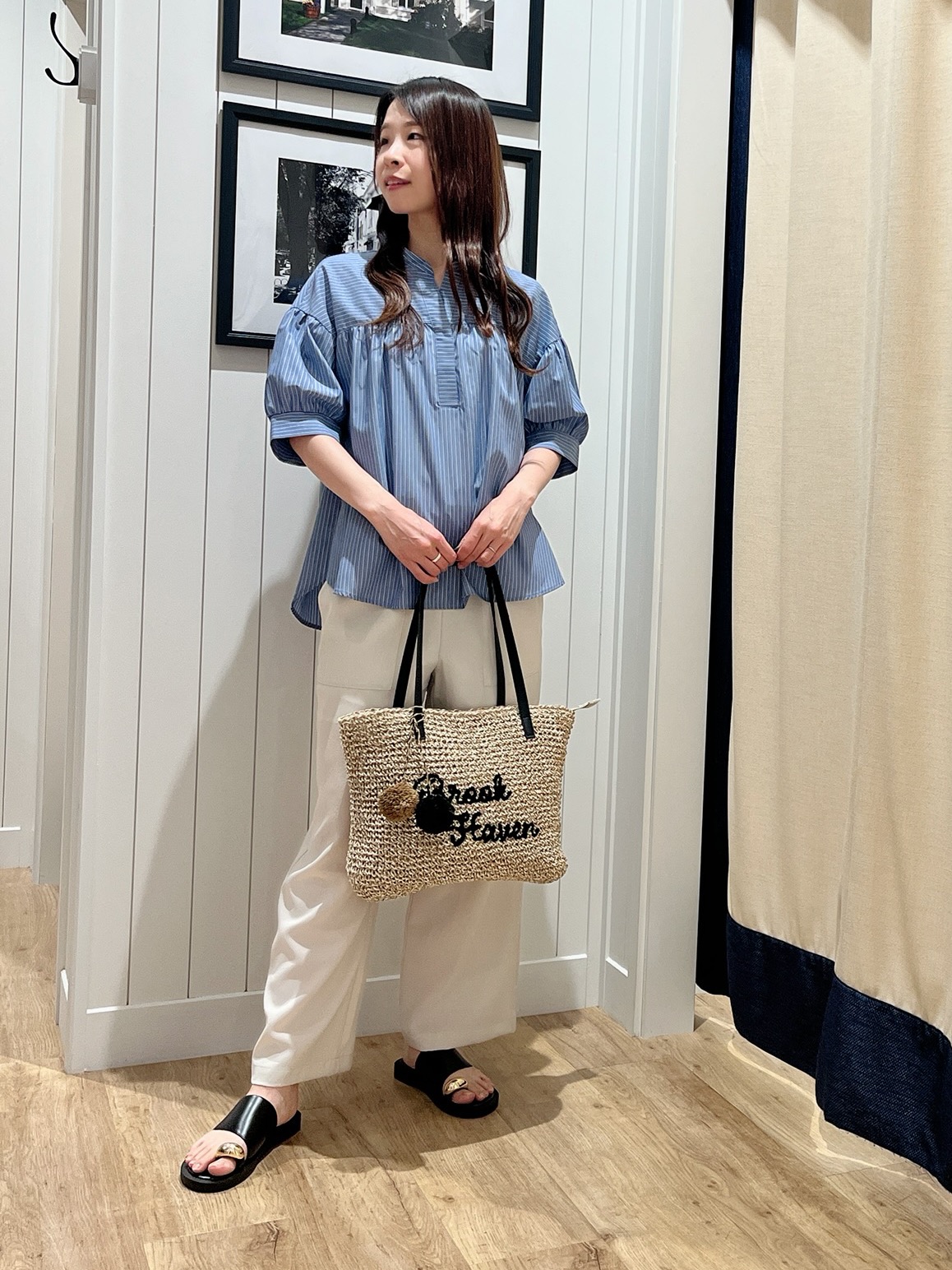 mihoさんの「Dessin｜【洗える】ストライプスキッパーシャツ」を使ったコーディネート