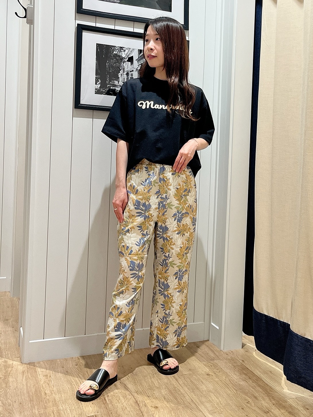 mihoさんの「Dessin｜ロゴ刺繍ミニ裏毛Ｔシャツ」を使ったコーディネート