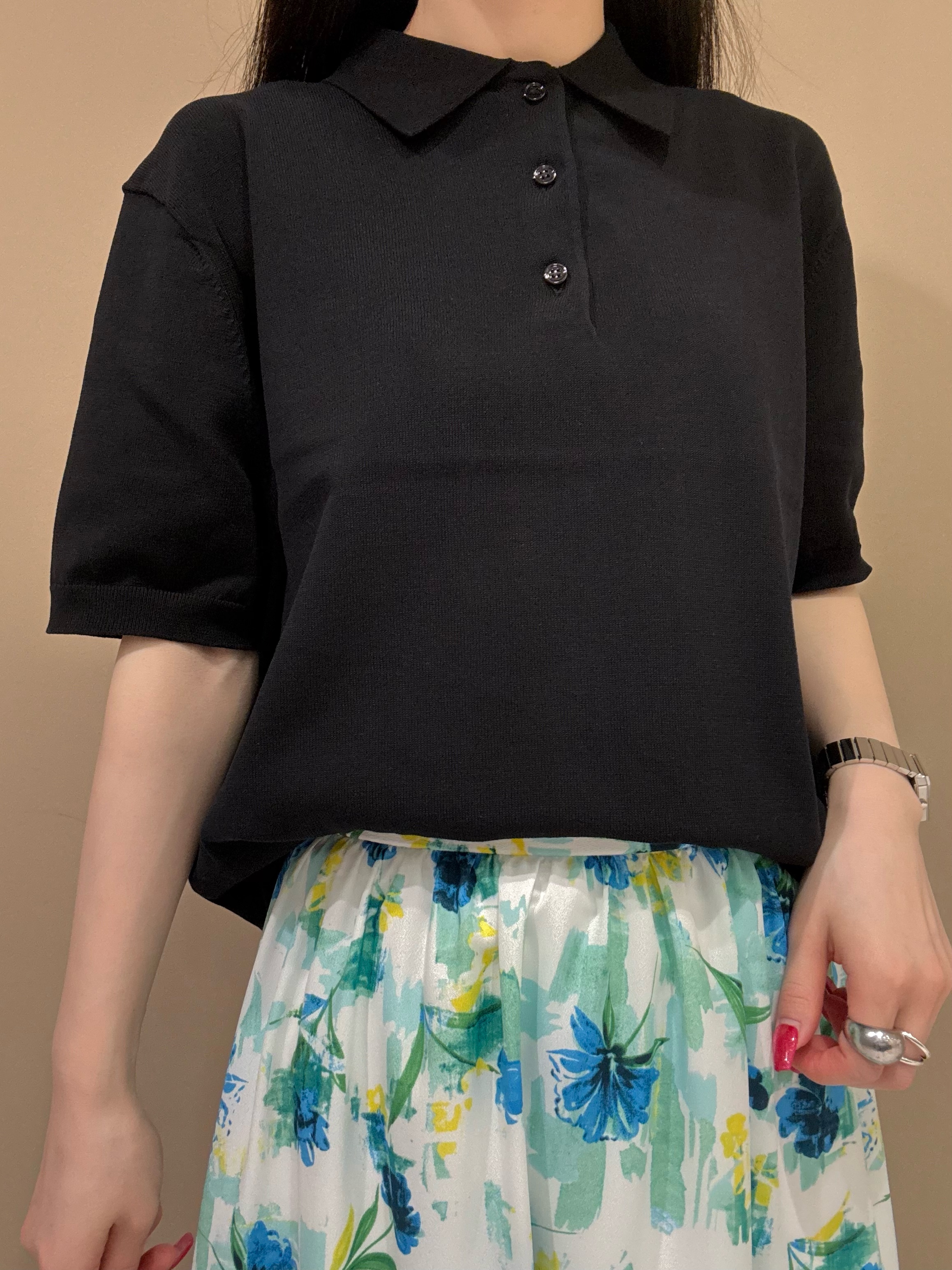 KEIKOさんの「INDIVI｜【洗える／コットン】ドライタッチさらりポロ襟ニットT」を使ったコーディネート