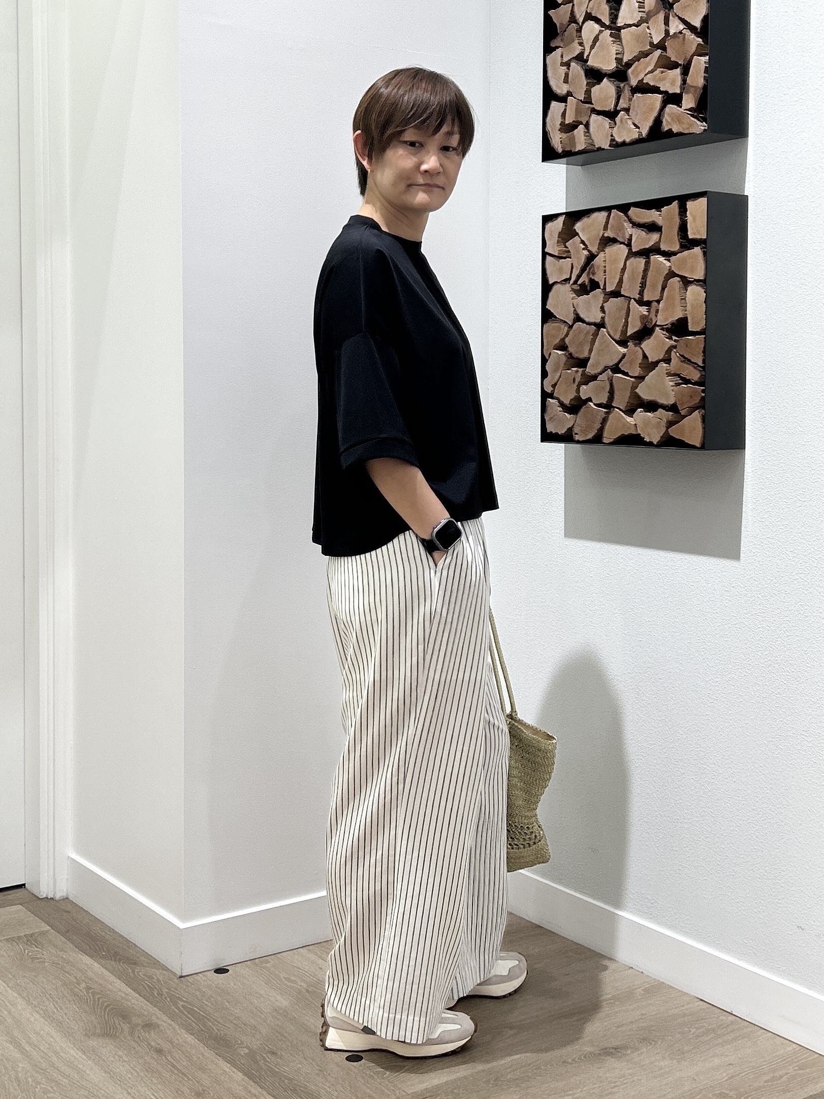 rairaiさんの「Dessin｜【体型カバー】美光沢カットソーボクシーシルエット」を使ったコーディネート
