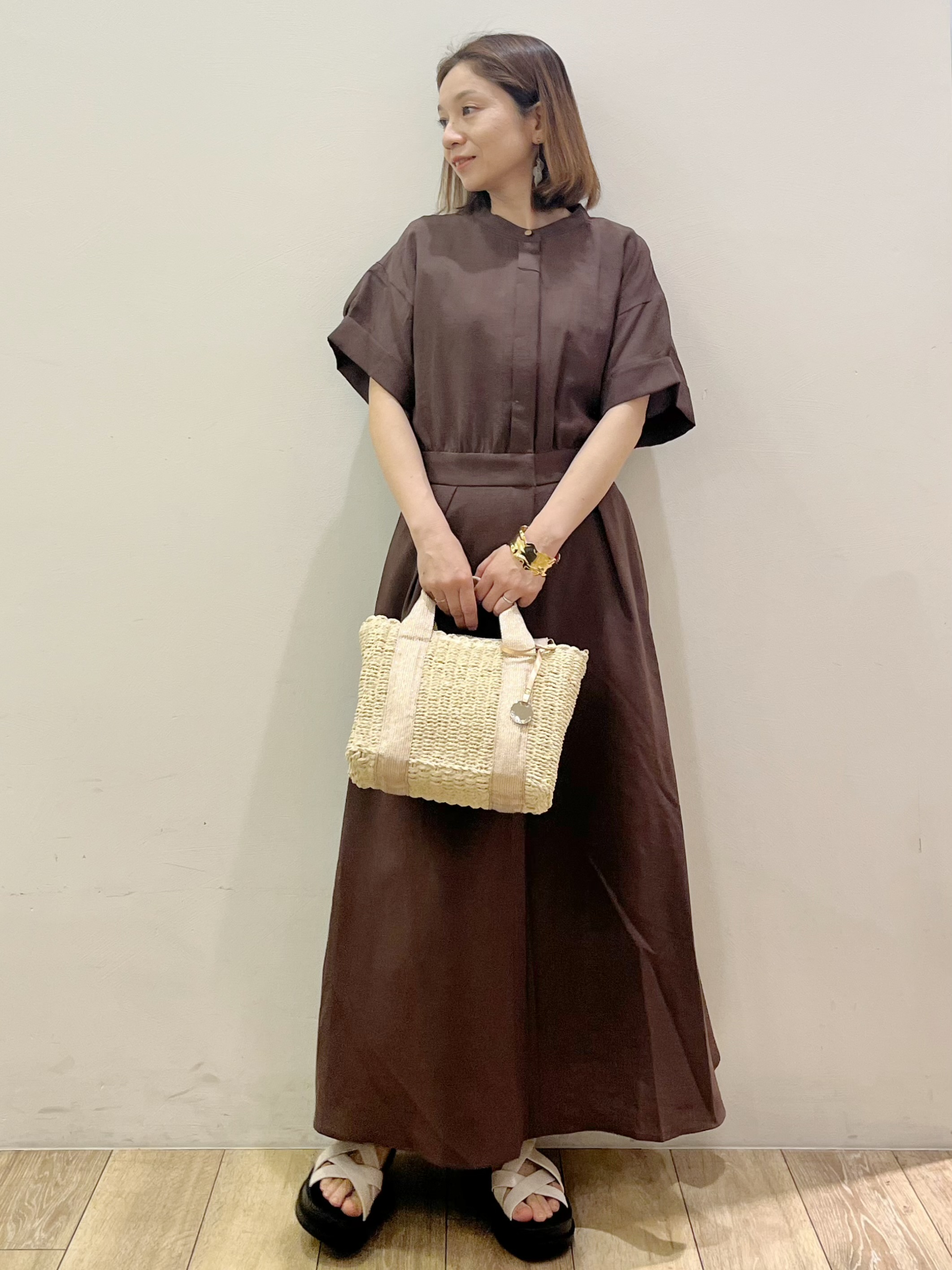 kcさんの「OPAQUE.CLIP｜【接触冷感／吸水速乾】リネンライク シャツワンピース《洗濯機OK》」を使ったコーディネート