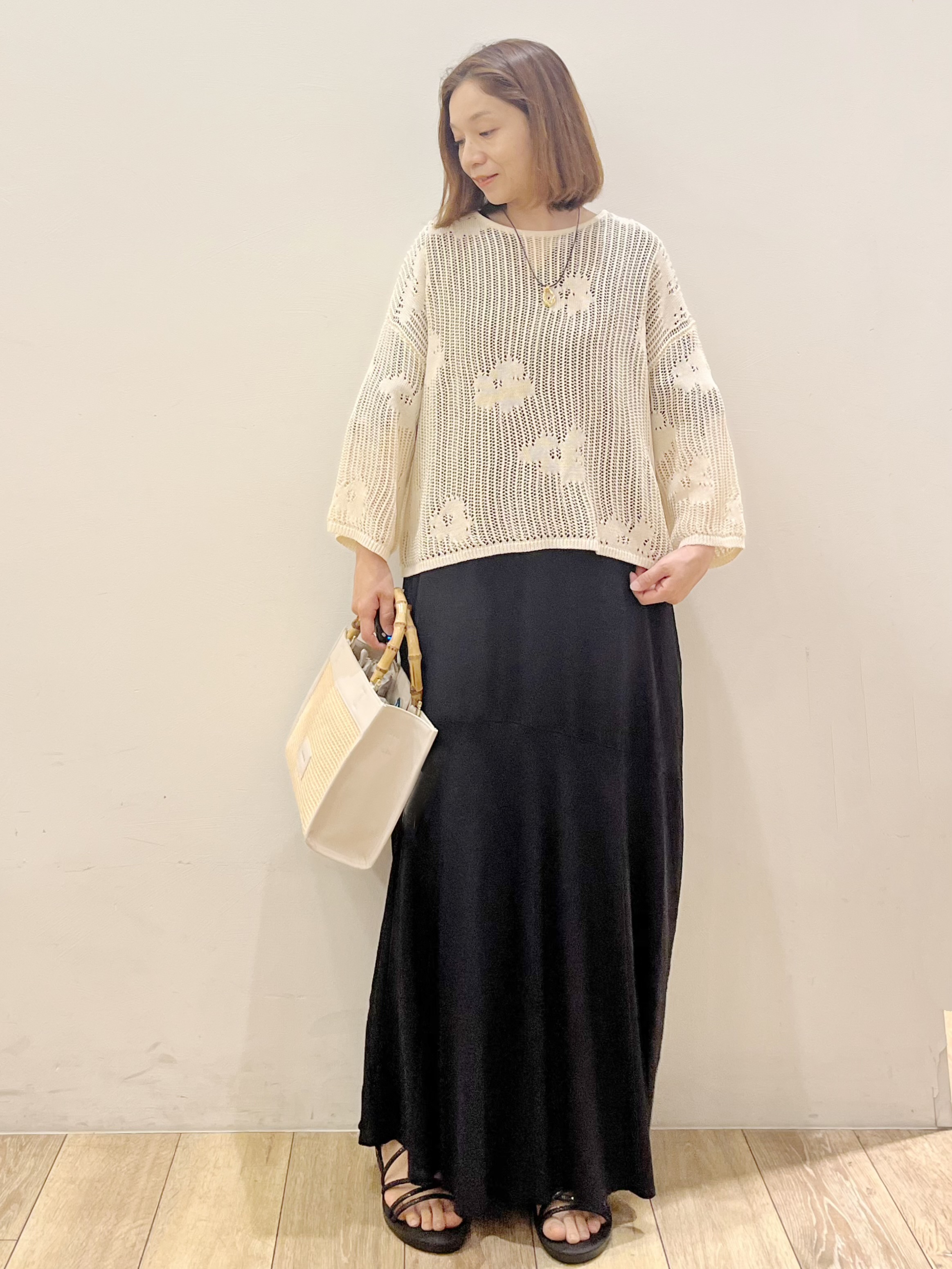 kcさんの「OPAQUE.CLIP｜キーネックロングワンピース【洗える】」を使ったコーディネート