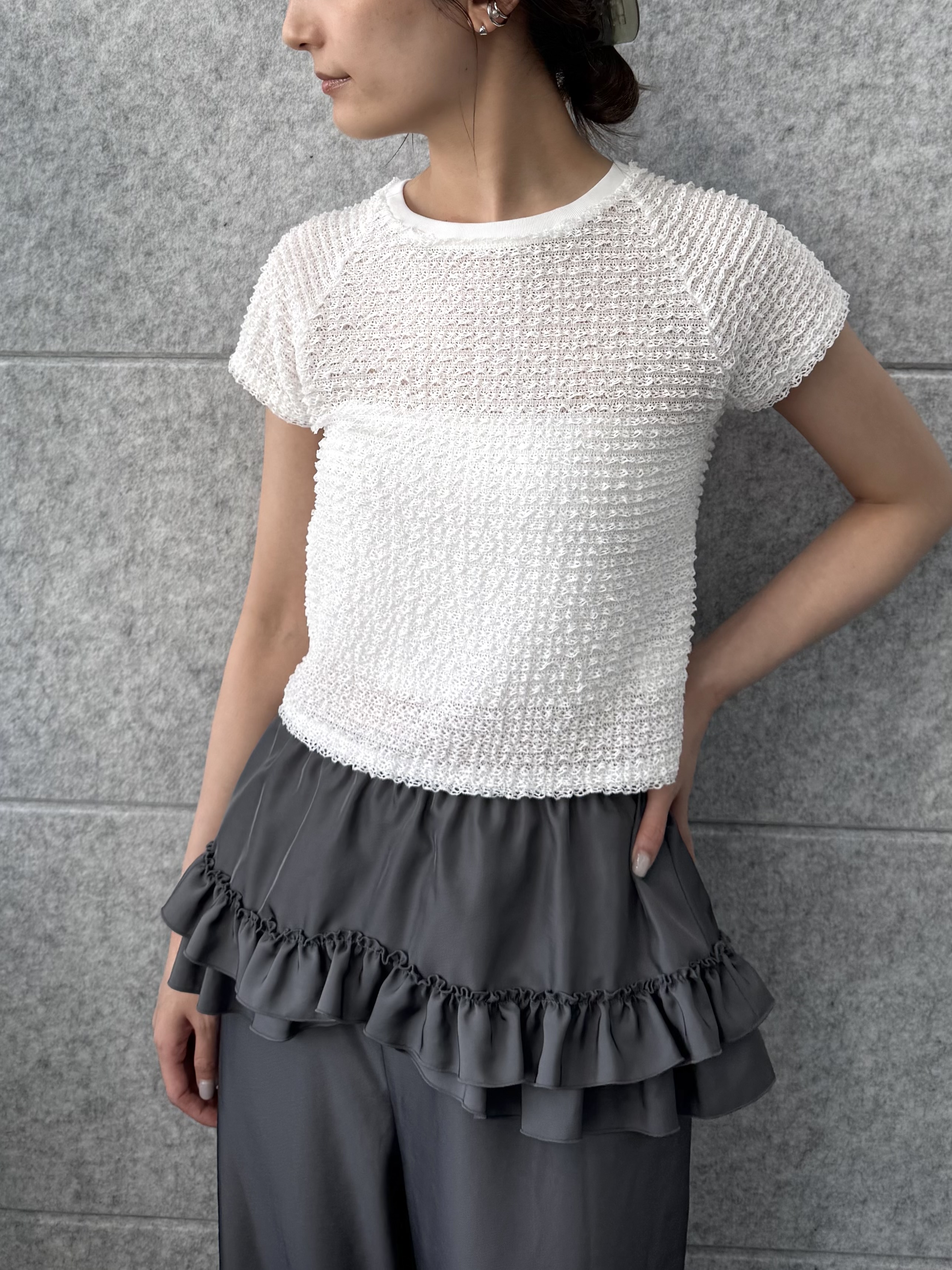 uchi__yamaさんの「CODE A｜frill mini tee」を使ったコーディネート