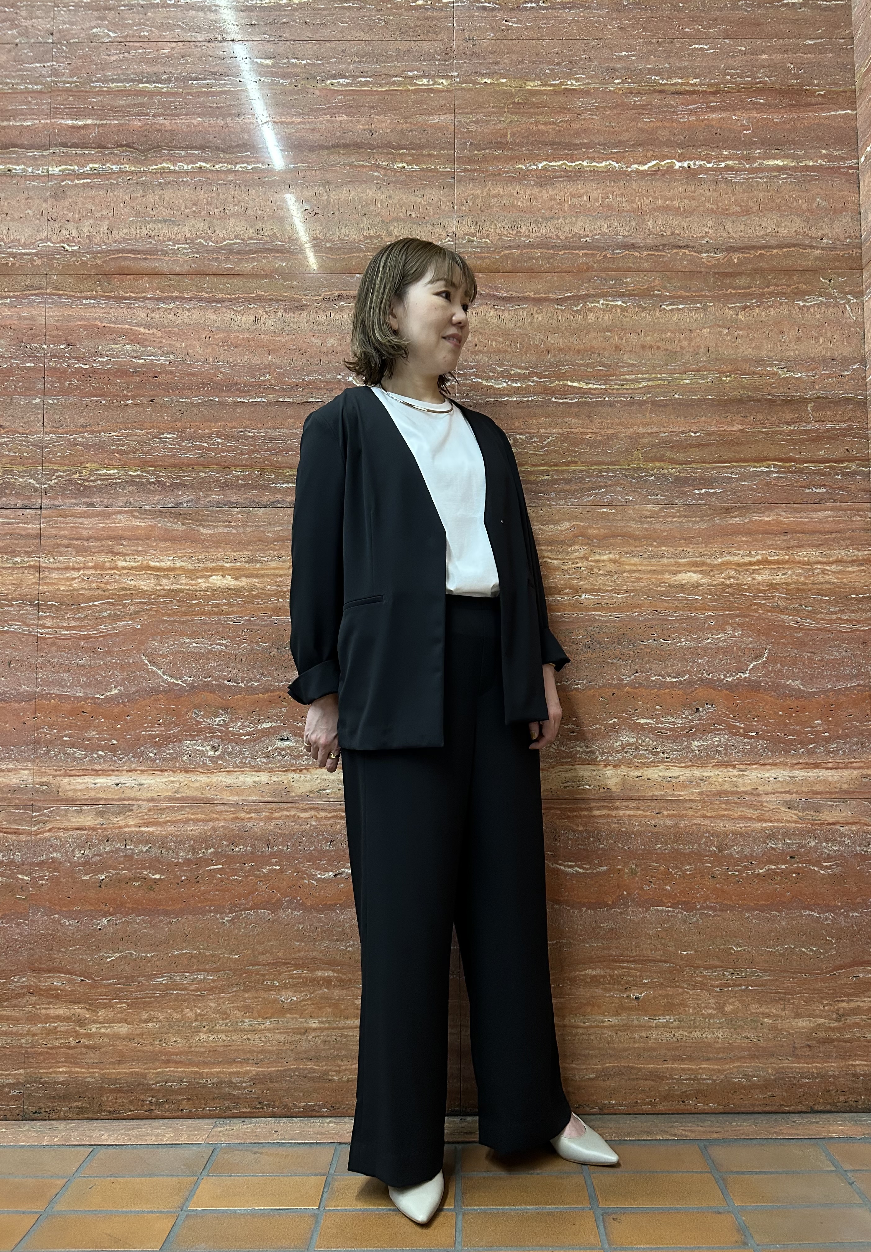 mariさんの「INDIVI｜【接触冷感／透湿／着る日傘】ノーカラージャケット」を使ったコーディネート