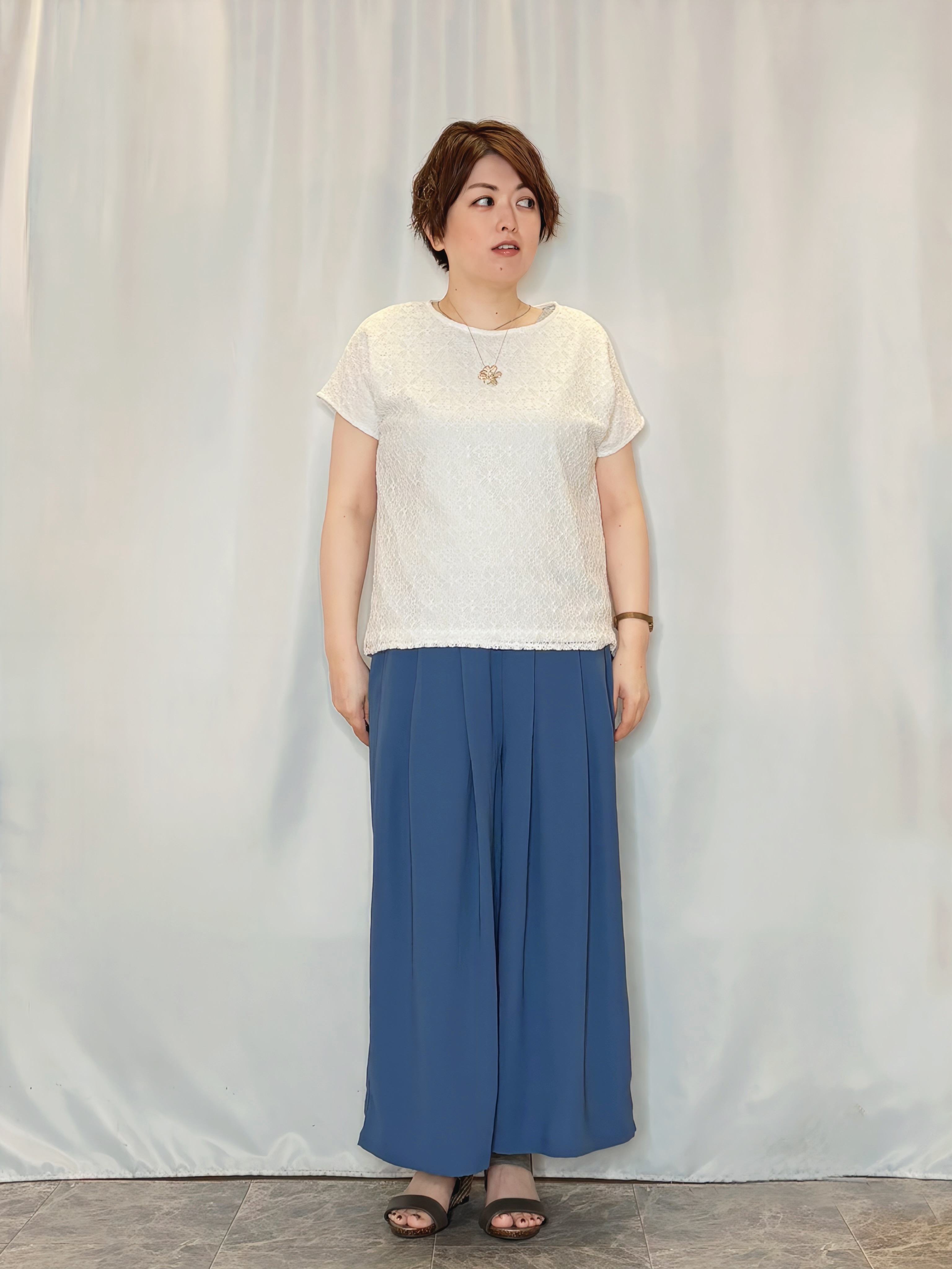 たみさんの「SHOO･LA･RUE｜【S-LL】ナチュラルに決まる 半袖シアーシャツジャケット」を使ったコーディネート