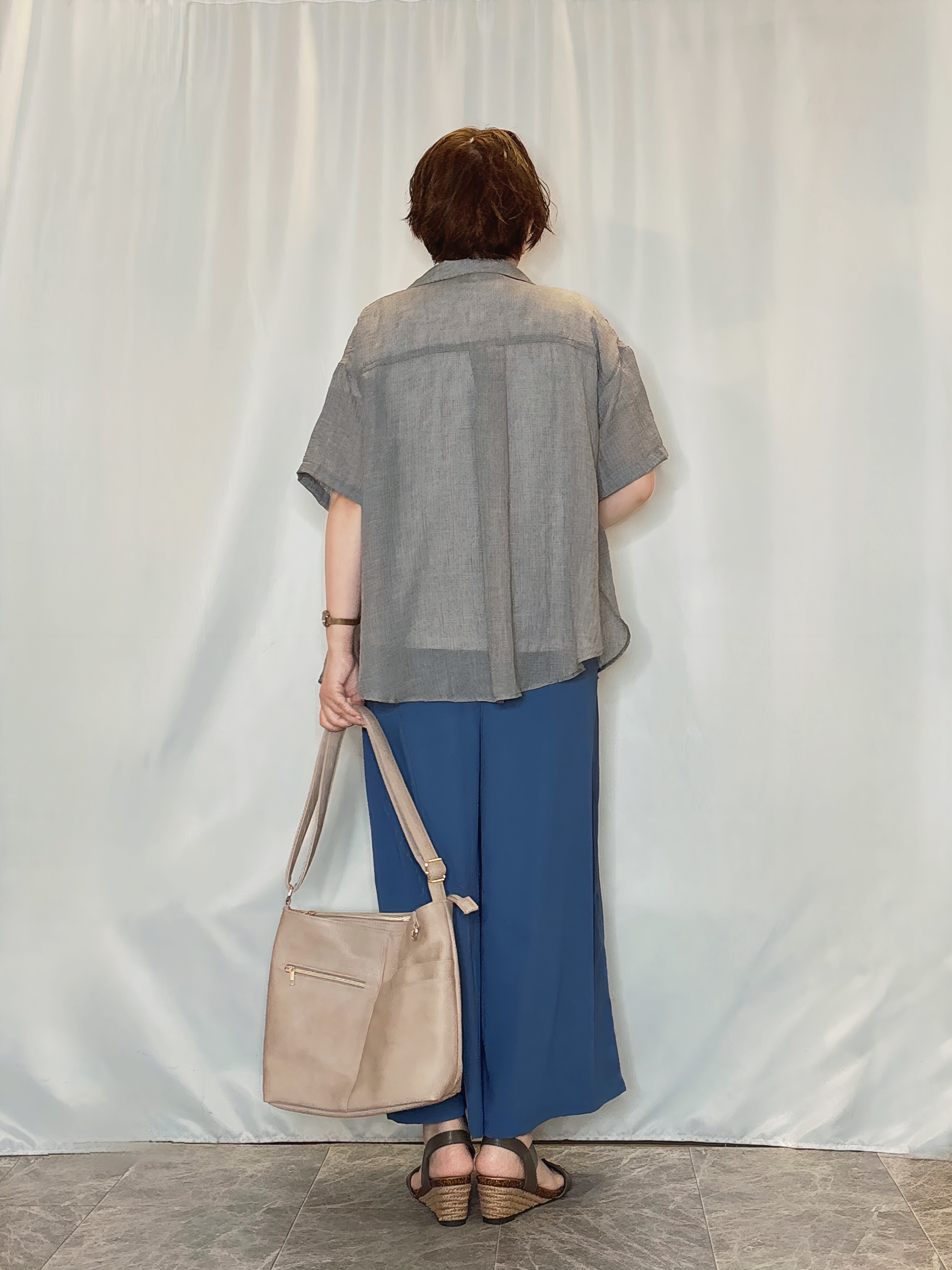 たみさんの「SHOO･LA･RUE｜【S-LL】ナチュラルに決まる 半袖シアーシャツジャケット」を使ったコーディネート