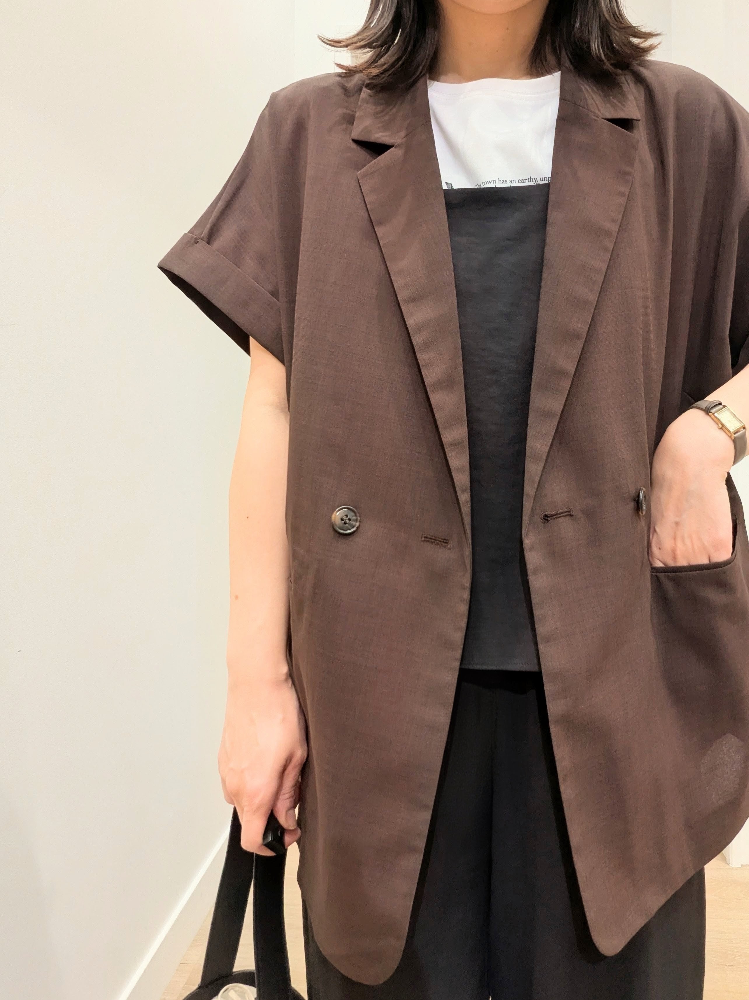 enさんの「Dessin｜ストライプ柄バッグコンビバケツショルダー」を使ったコーディネート
