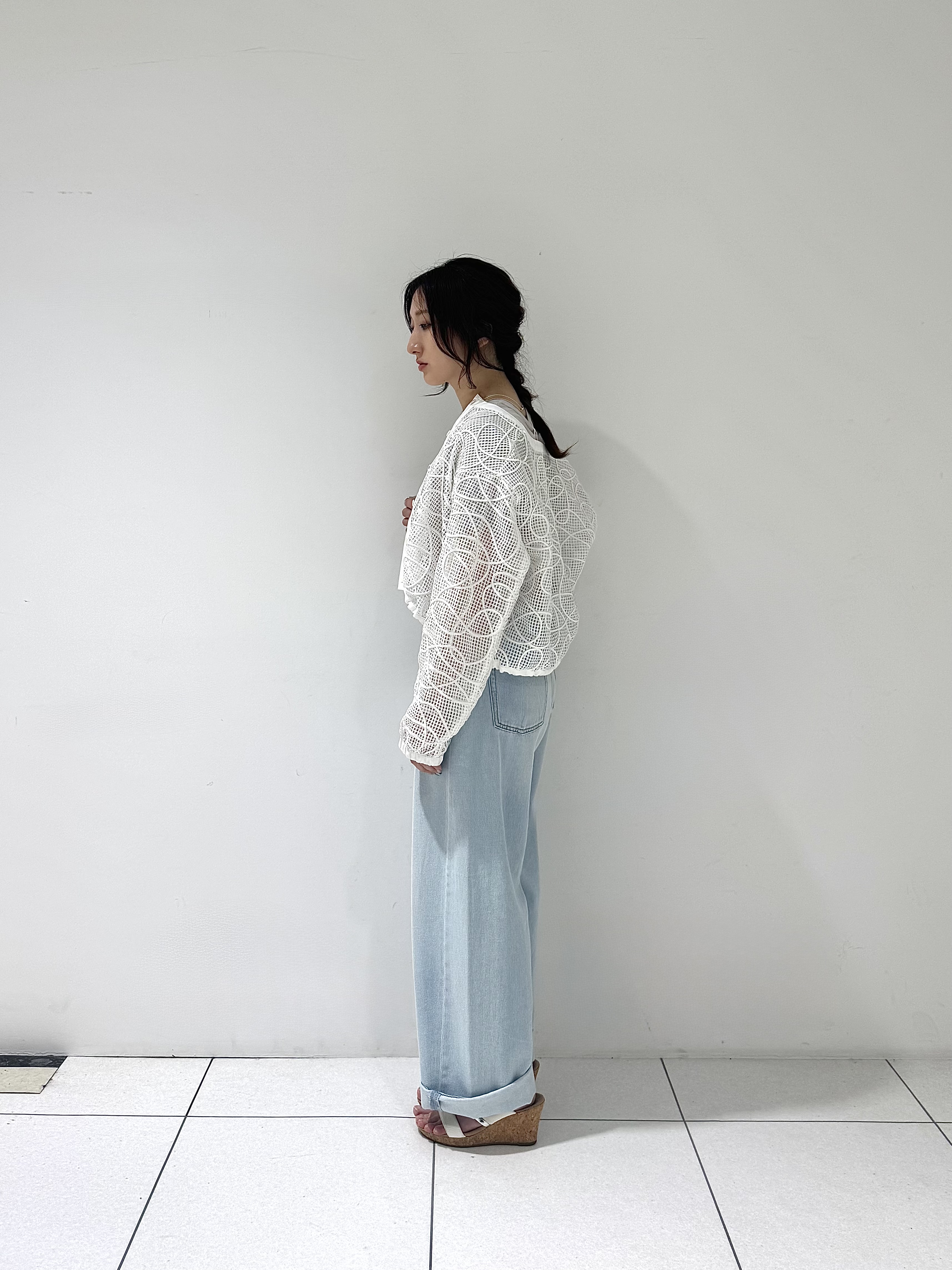 そんさんの「INDIVI｜アートメッシュブルゾン」を使ったコーディネート