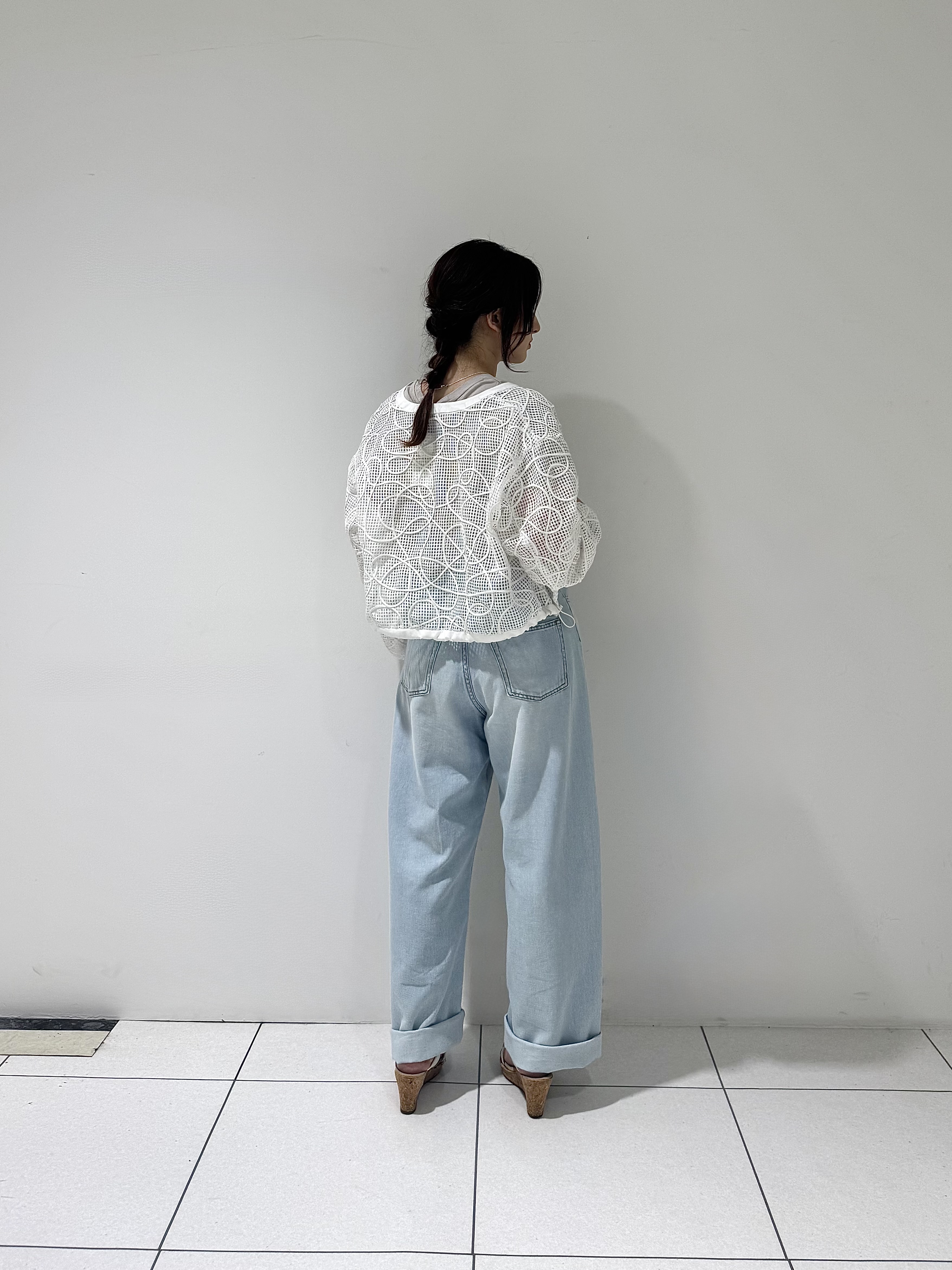 そんさんの「INDIVI｜アートメッシュブルゾン」を使ったコーディネート