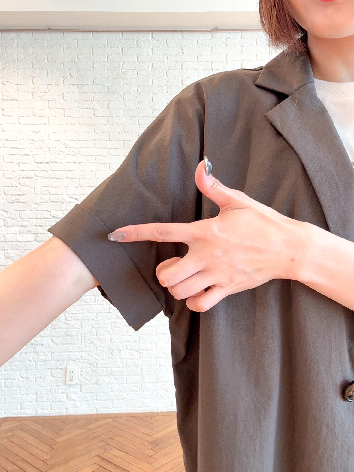 𝐜𝐡𝐢𝐤𝐚さんの「SHOO･LA･RUE｜【高レビュー/洗濯機可/セットアップ可】軽凛(かろりん) 半袖ジャケット」を使ったコーディネート