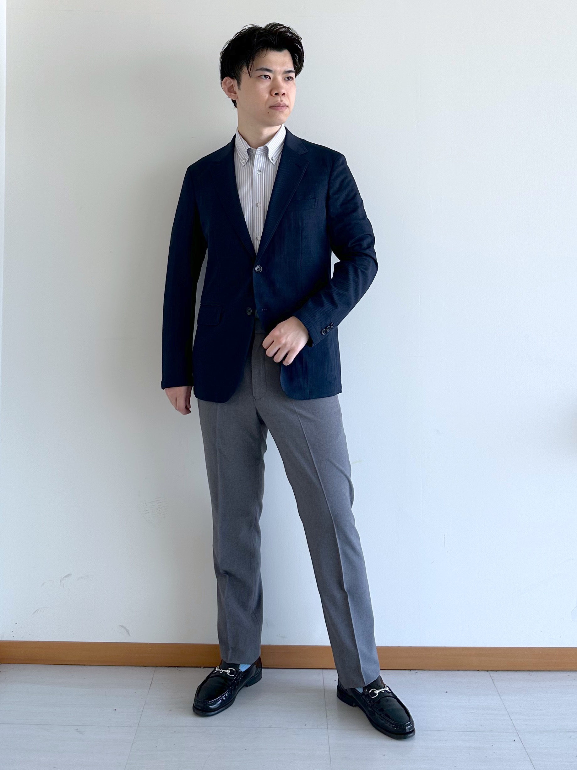 イッシーさんの「TAKEO KIKUCHI｜【Begin5月号掲載/通気性】トリコットサッカー ジャケット」を使ったコーディネート
