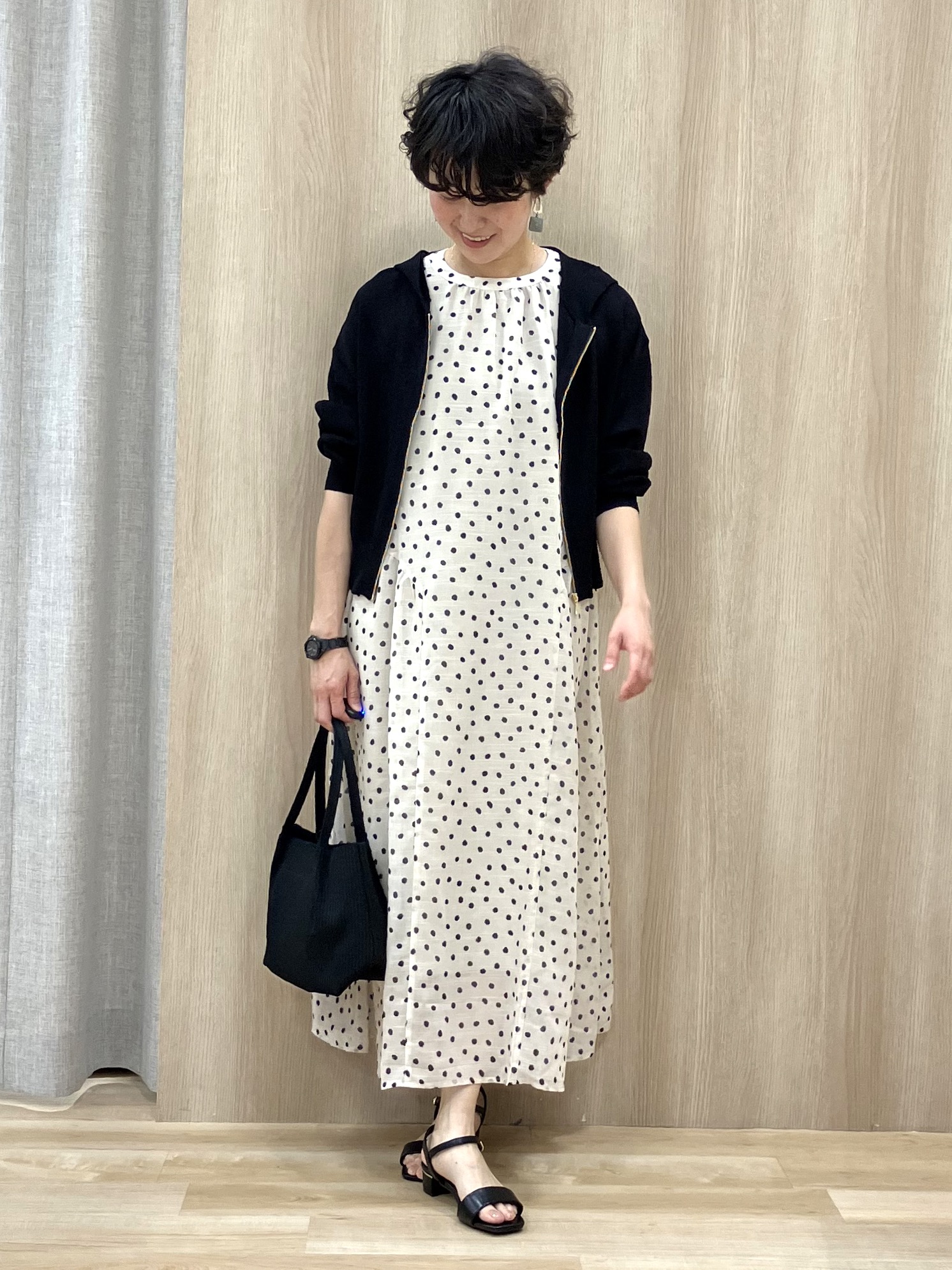 Keiさんの「grove｜大人のシアードットワンピース」を使ったコーディネート