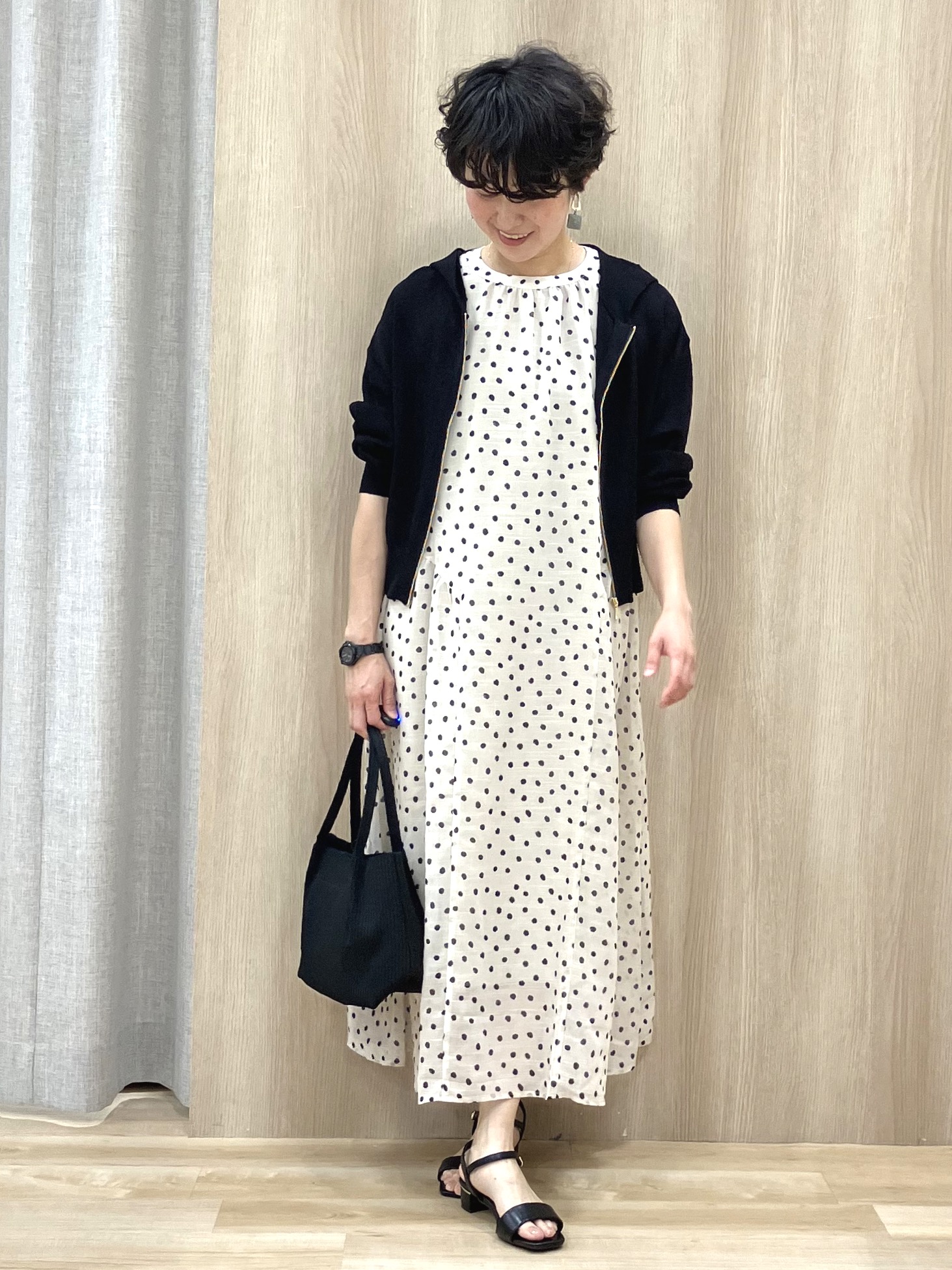 Keiさんの「grove｜大人のシアードットワンピース」を使ったコーディネート