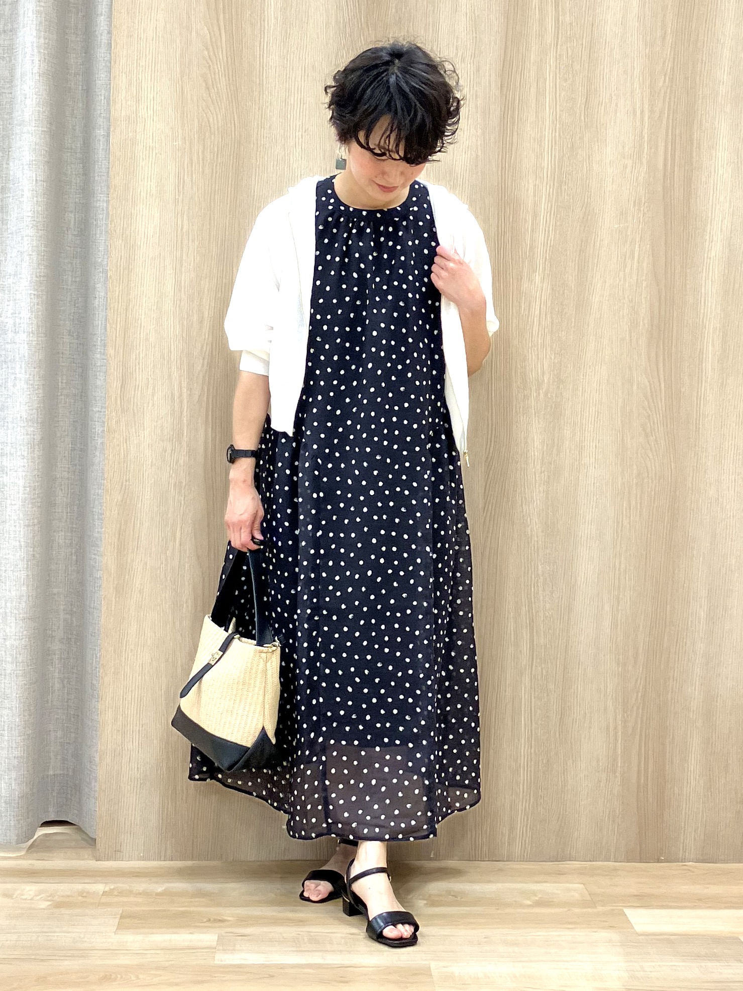 Keiさんの「grove｜大人のシアードットワンピース」を使ったコーディネート