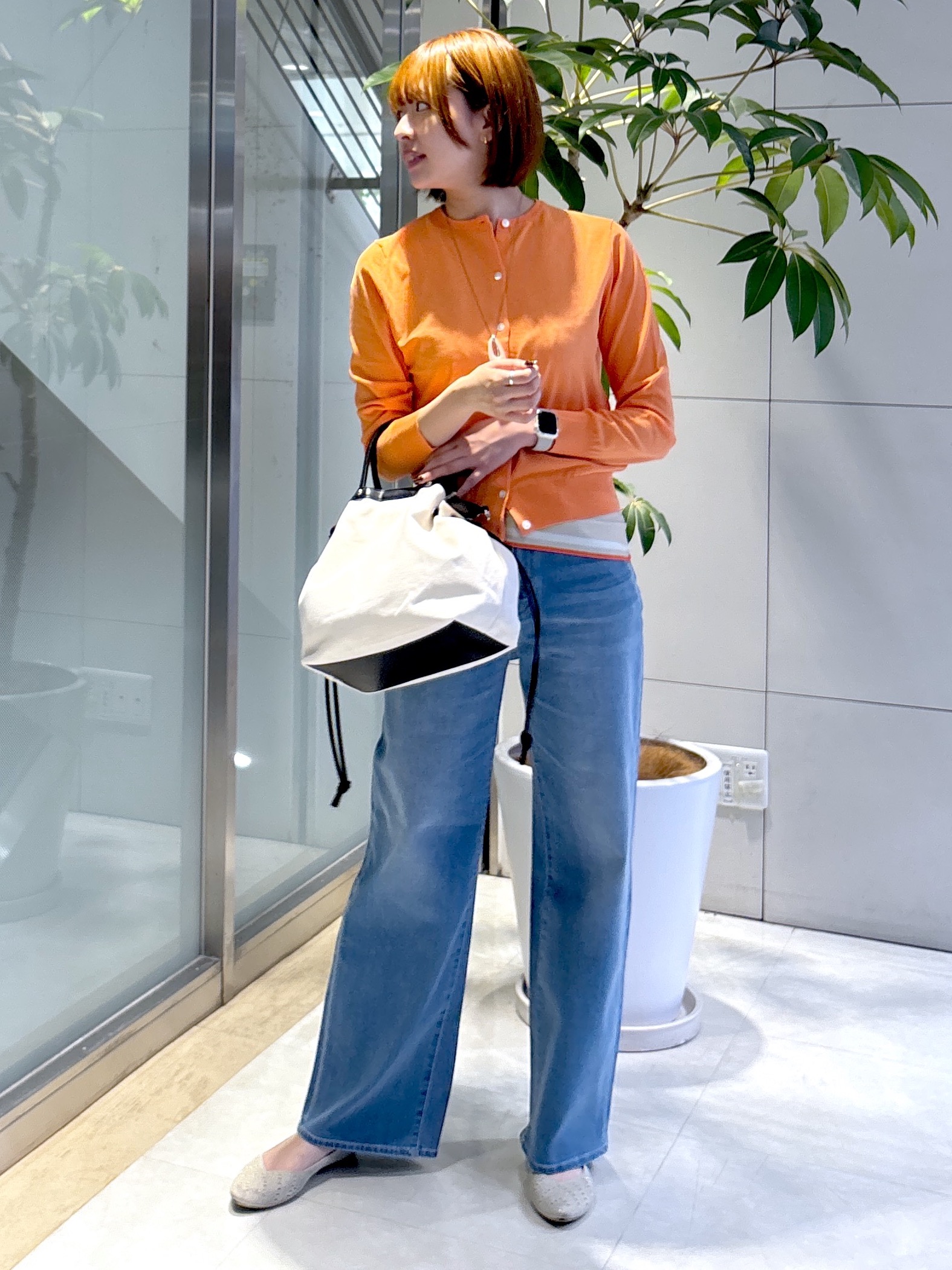 yukaさんの「UNTITLED｜◆【9色展開/アンサンブル可】コットンクルーネックカーディガン」を使ったコーディネート