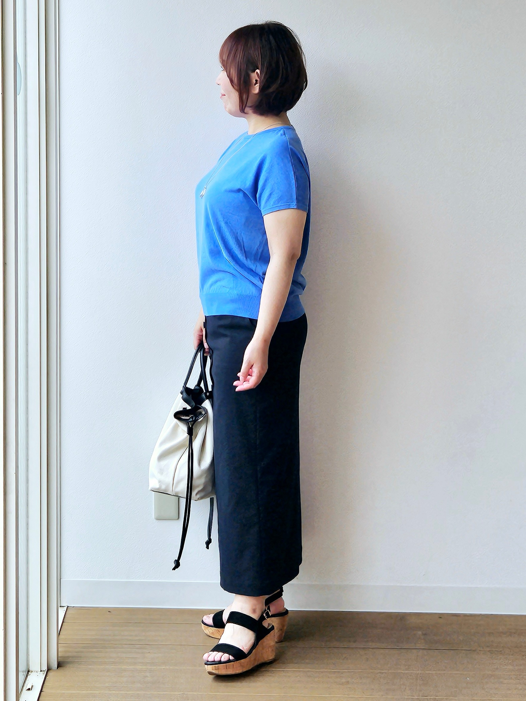 やじまさんの「UNTITLED｜【9色展開/アンサンブル可/洗える】コットンベーシックニット」を使ったコーディネート