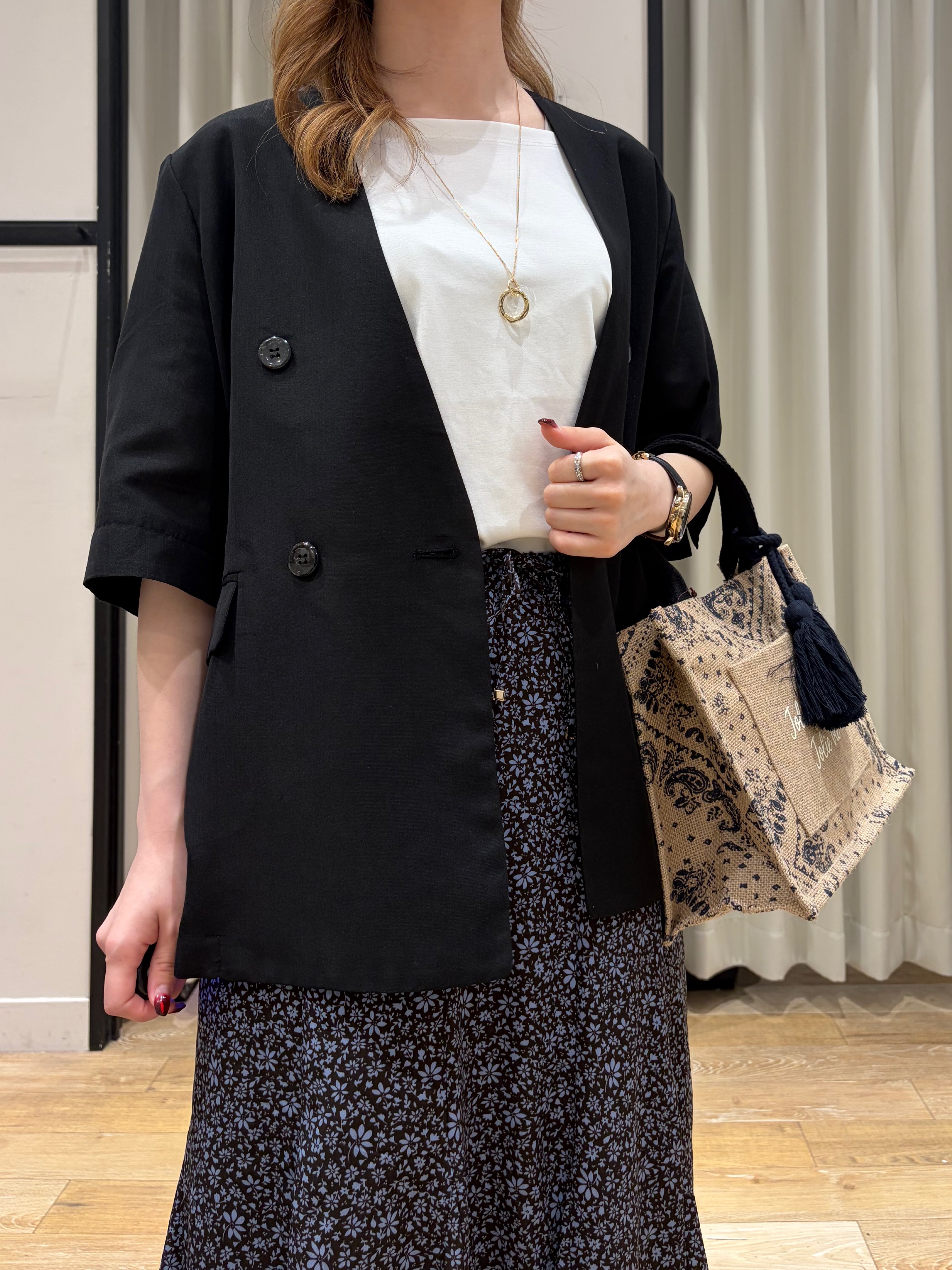 RUKAさんの「grove｜【洗濯機OK/ひんやり】軽く羽織れるハーフスリーブジャケット」を使ったコーディネート
