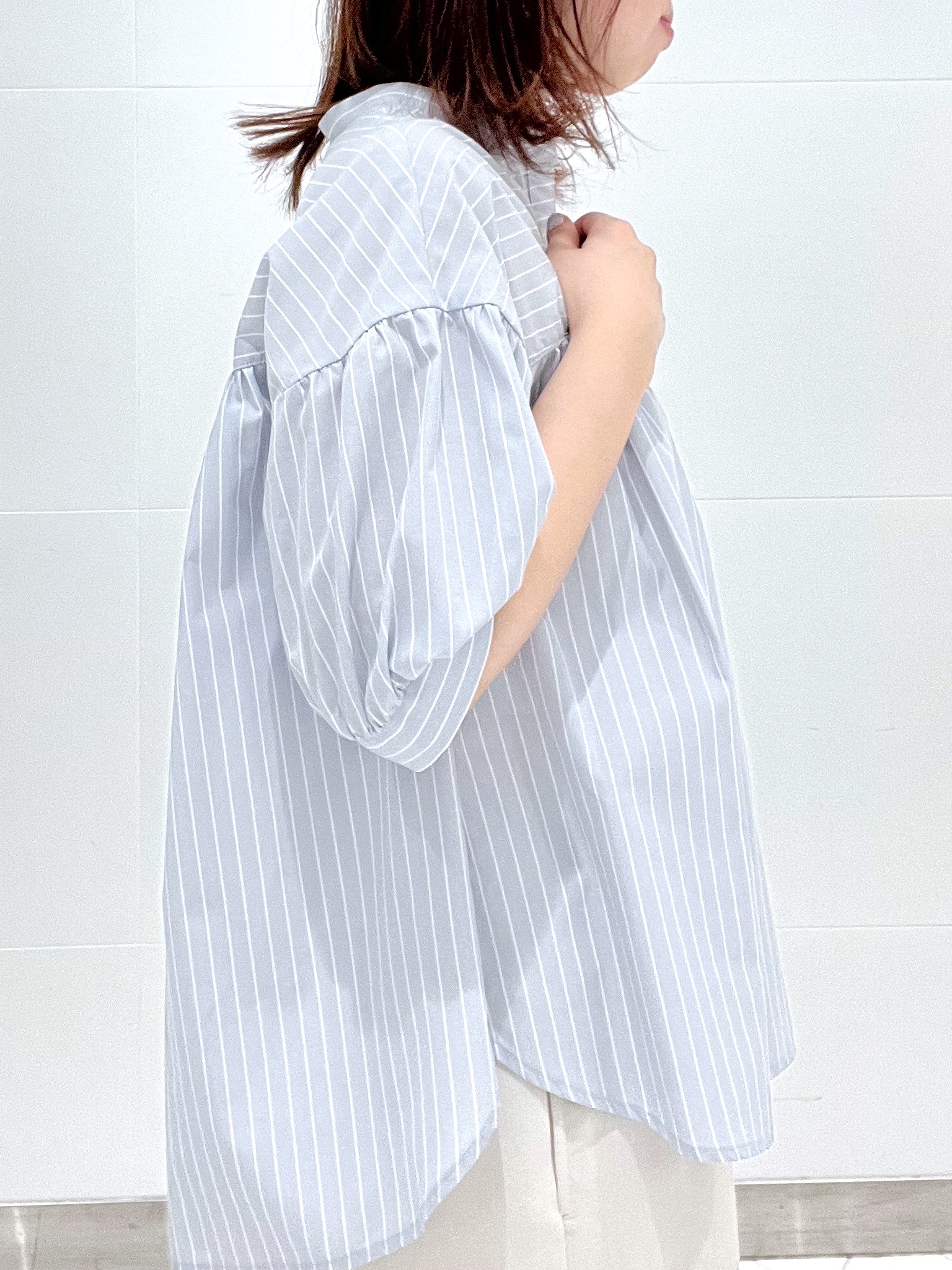 Makinoさんの「Dessin｜【洗える】ストライプスキッパーシャツ」を使ったコーディネート