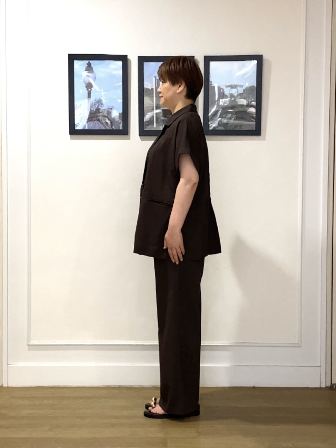 Hiroさんの「Dessin｜【接触冷感/セットアップ可】ハーフスリーブジャケット」を使ったコーディネート