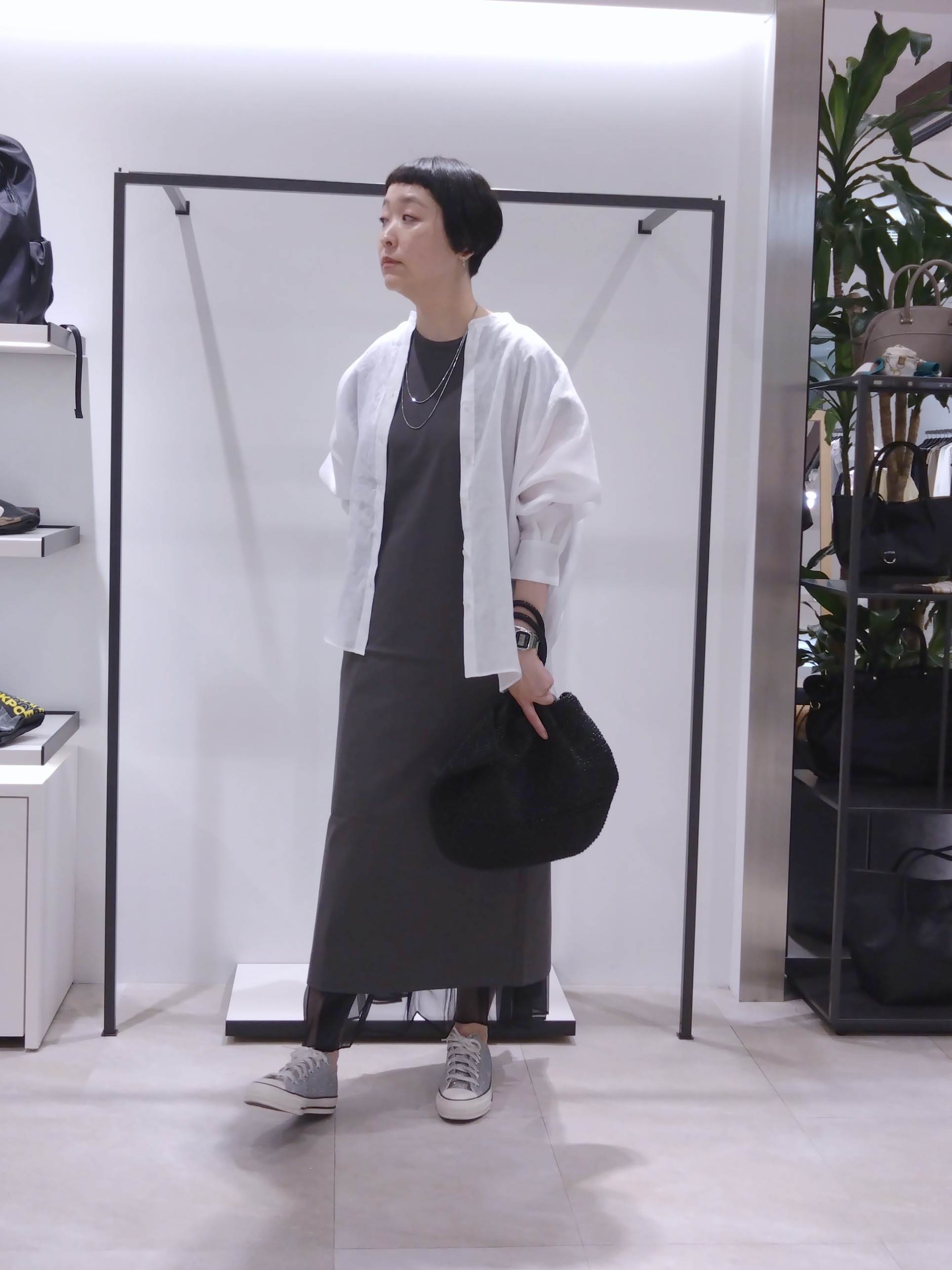 まちこさんの「UNTITLED｜【接触冷感/UVカット/遮熱/抗菌防臭】ライトプレーティングワンピース」を使ったコーディネート