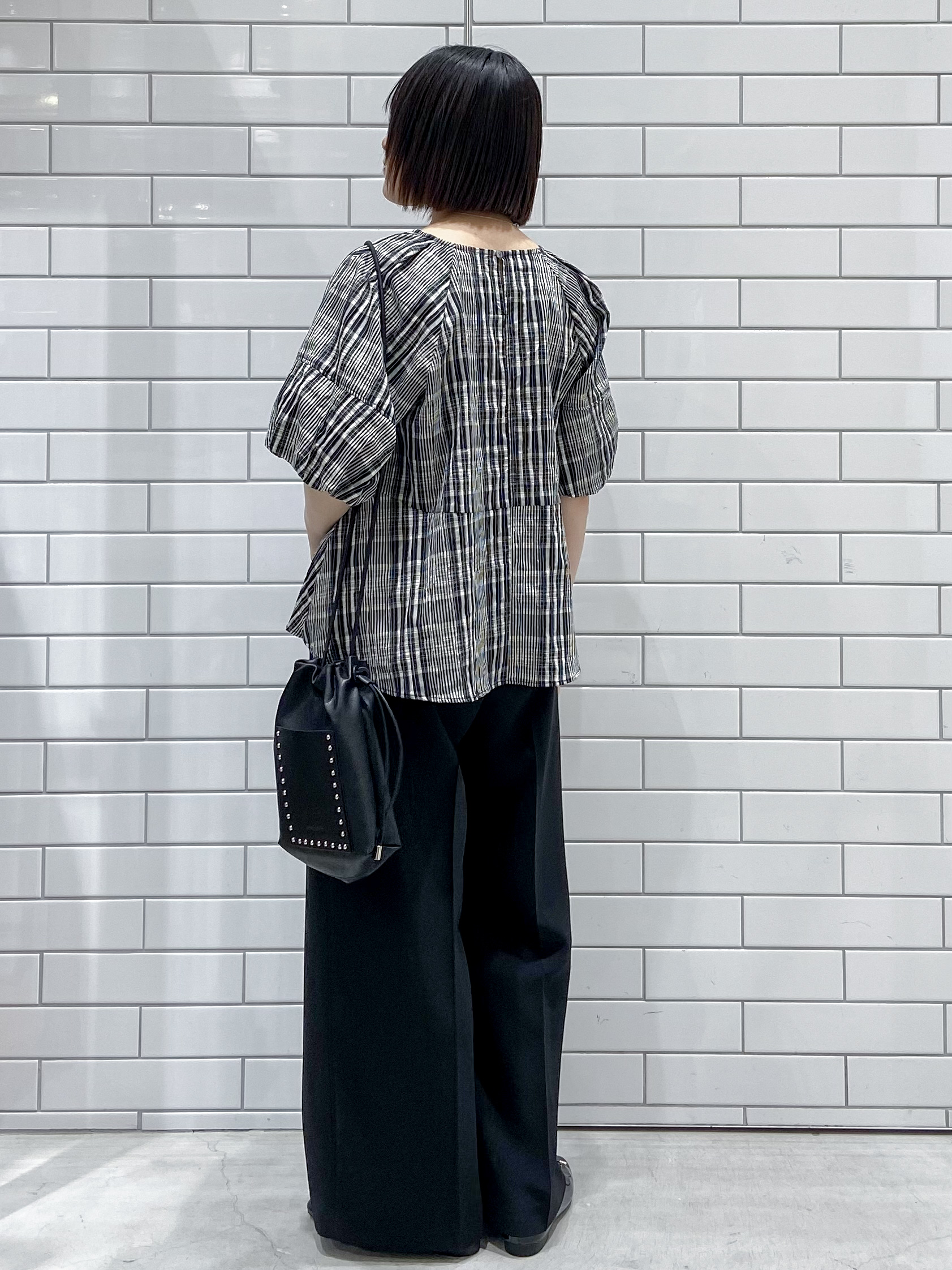 kimiさんの「OPAQUE.CLIP｜チェック柄ペプラムブラウス【洗濯機OK】」を使ったコーディネート