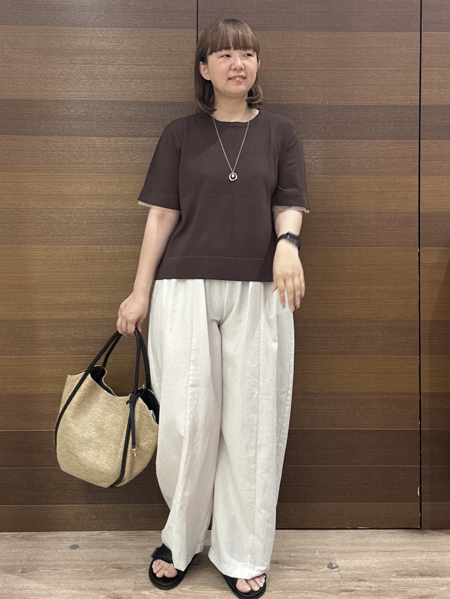 yumeさんの「OPAQUE.CLIP｜【UV／接触冷感／抗ピル】シアー＆レイヤード風さらりニット《洗濯機OK》」を使ったコーディネート
