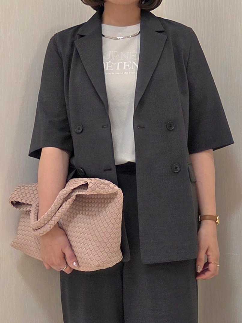 naokoさんの「UNTITLED｜【シワになりにくい/セットアップ可/接触冷感】ハーフスリーブジャケット」を使ったコーディネート