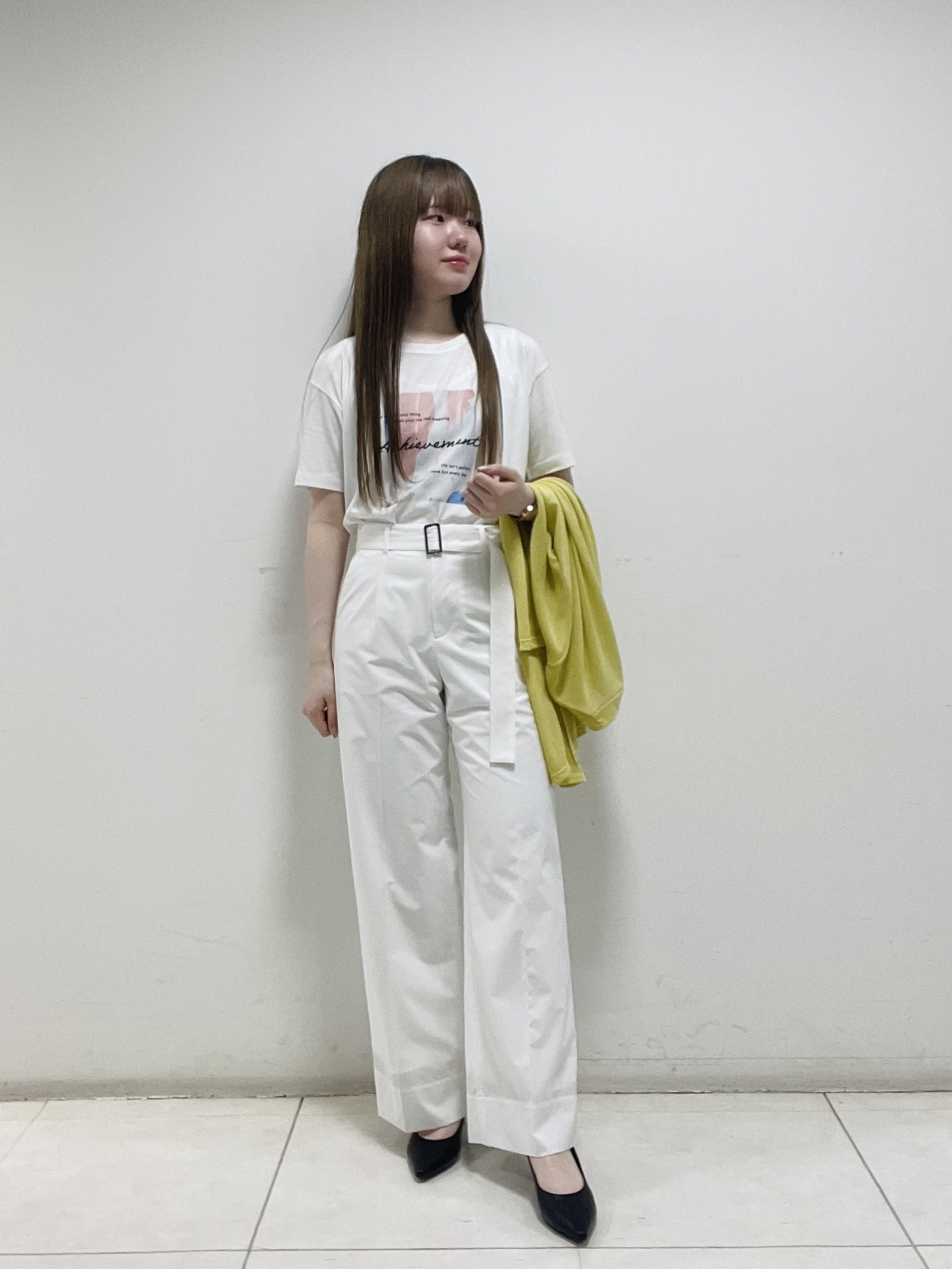mさんの「INDIVI｜【洗える／アンサンブル可能】シアーストライプカーディガン」を使ったコーディネート