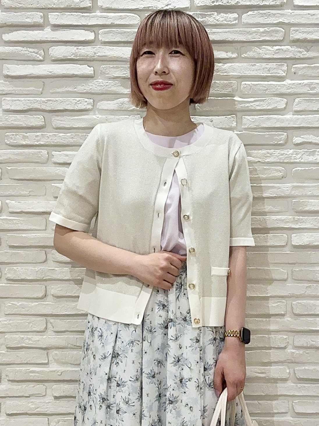 Hana...eさんの「index｜ラメアソートバイカラー半袖カーディガン【洗濯機OK】」を使ったコーディネート