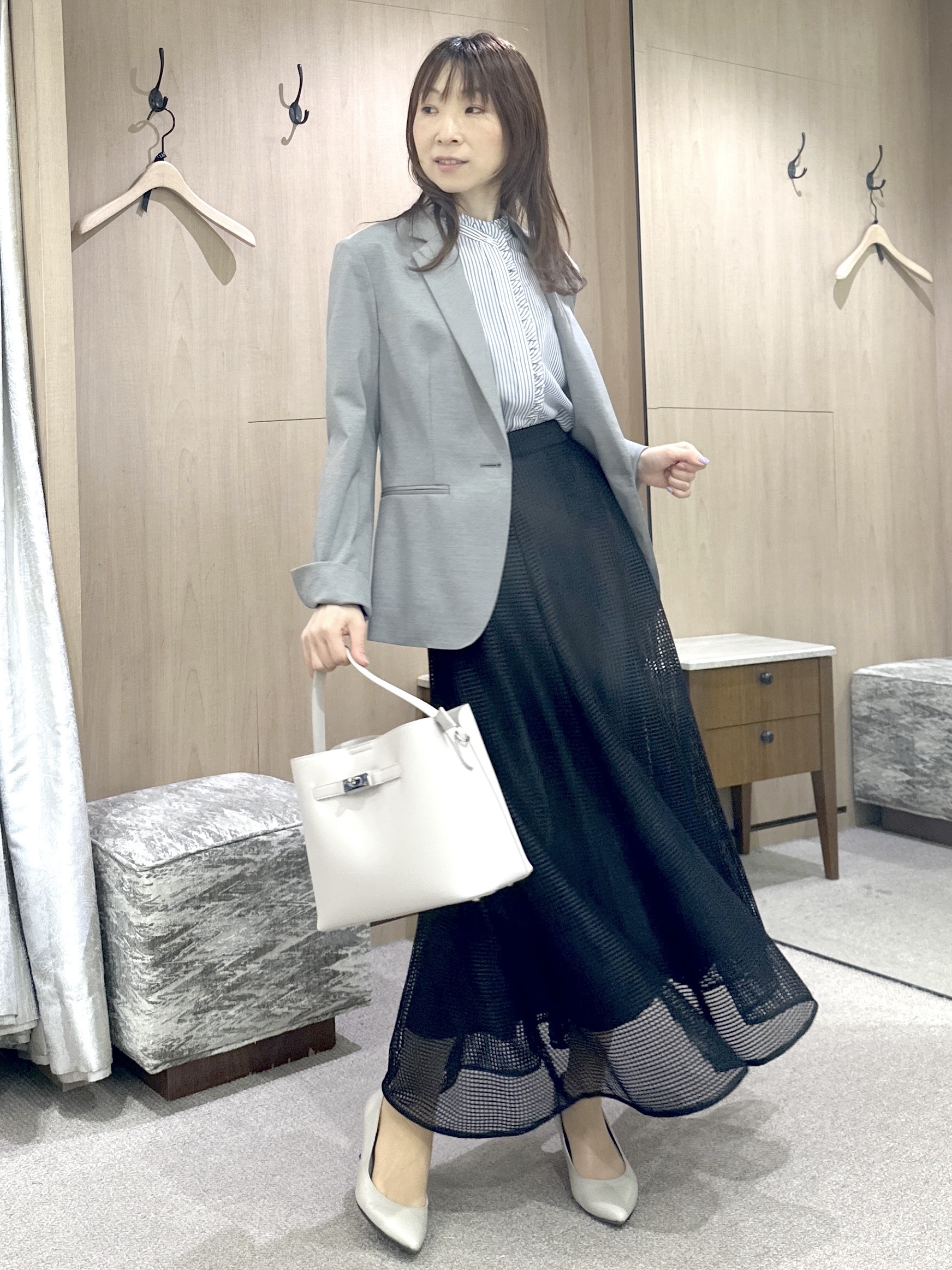 Miwaさんの「UNTITLED｜【UV/接触冷感/スーツ】ジャージテーラードジャケット」を使ったコーディネート