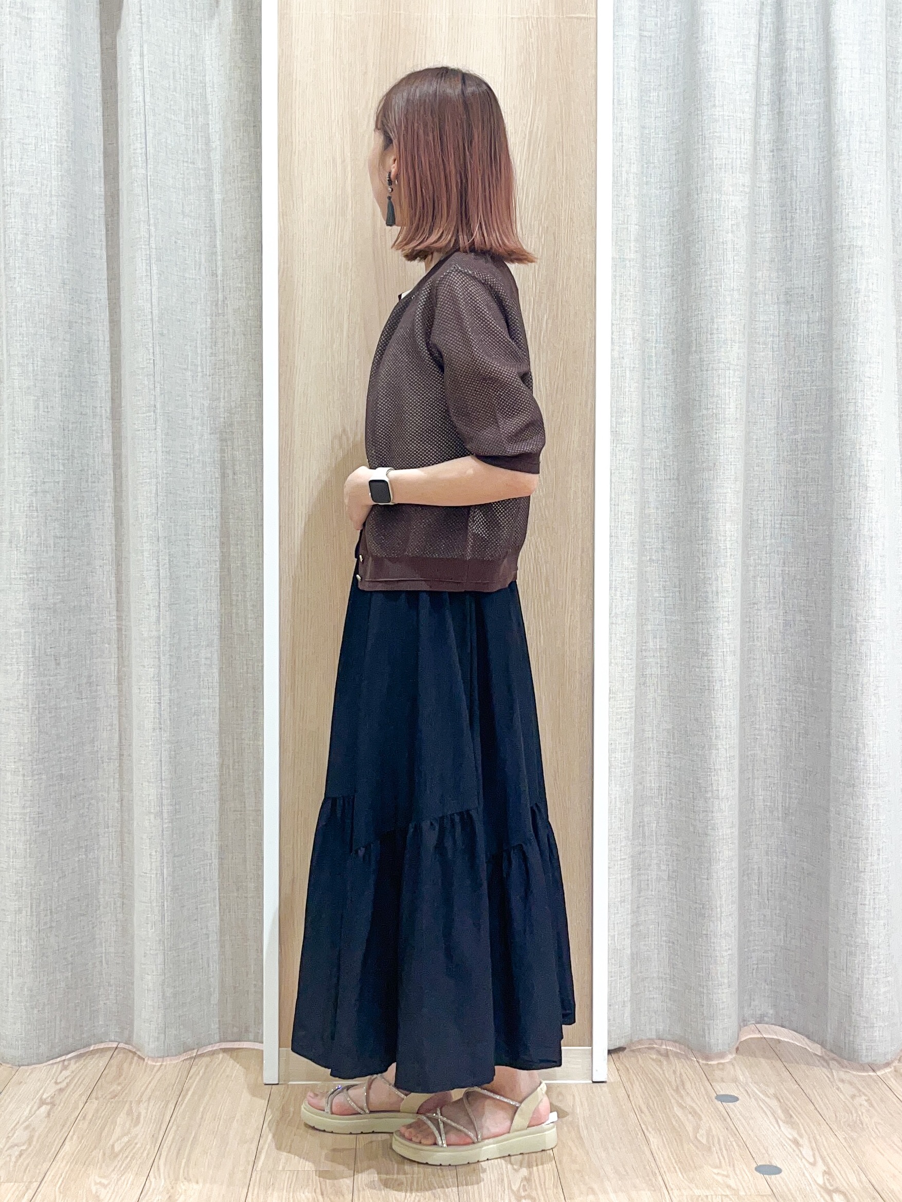 みーちゃんさんの「grove｜【洗える】透けない、大人のメッシュカーディガン」を使ったコーディネート