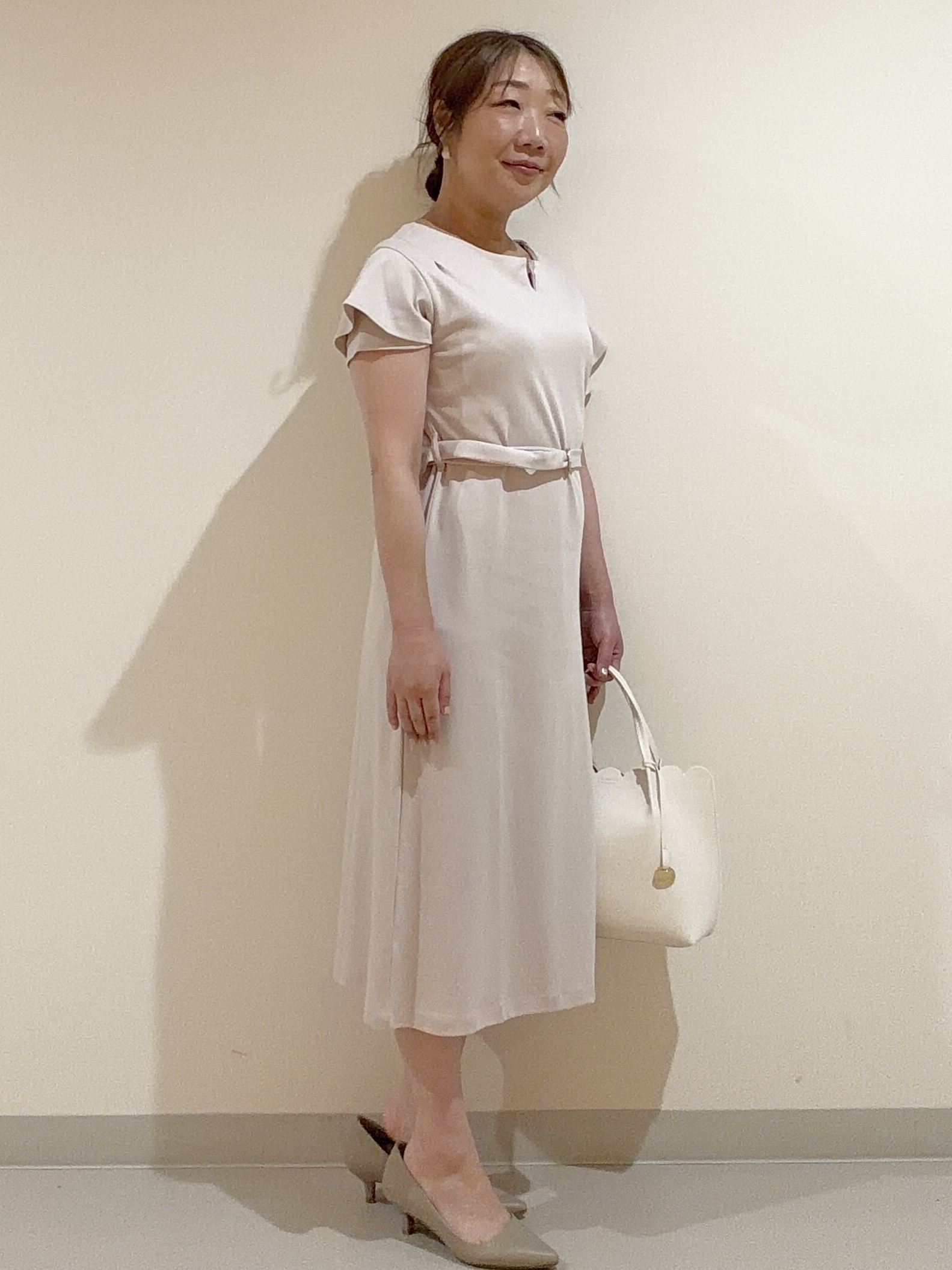 めぐみさんさんの「index｜【接触冷感／UVケア】Iラインフレアスリーブワンピース《洗濯機OK／XS～3L／6col》」を使ったコーディネート