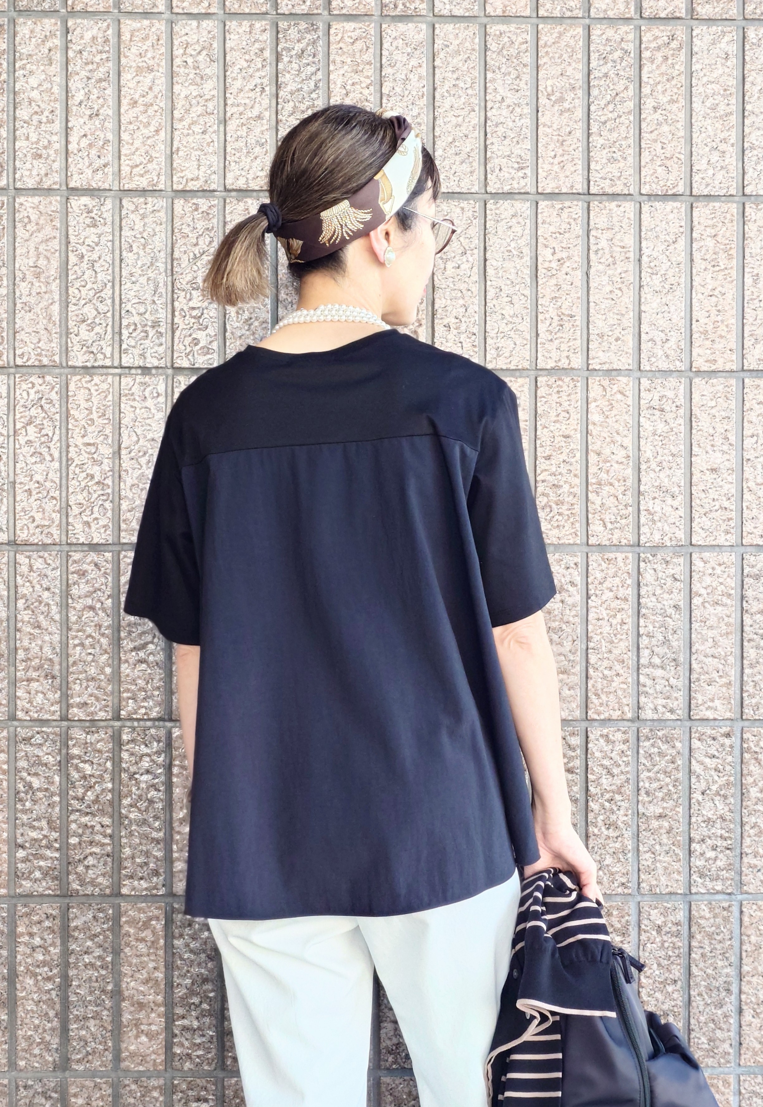 MUTSUKOさんの「UNTITLED｜【洗える/Tシャツ】異素材ドッキングプルオーバー」を使ったコーディネート