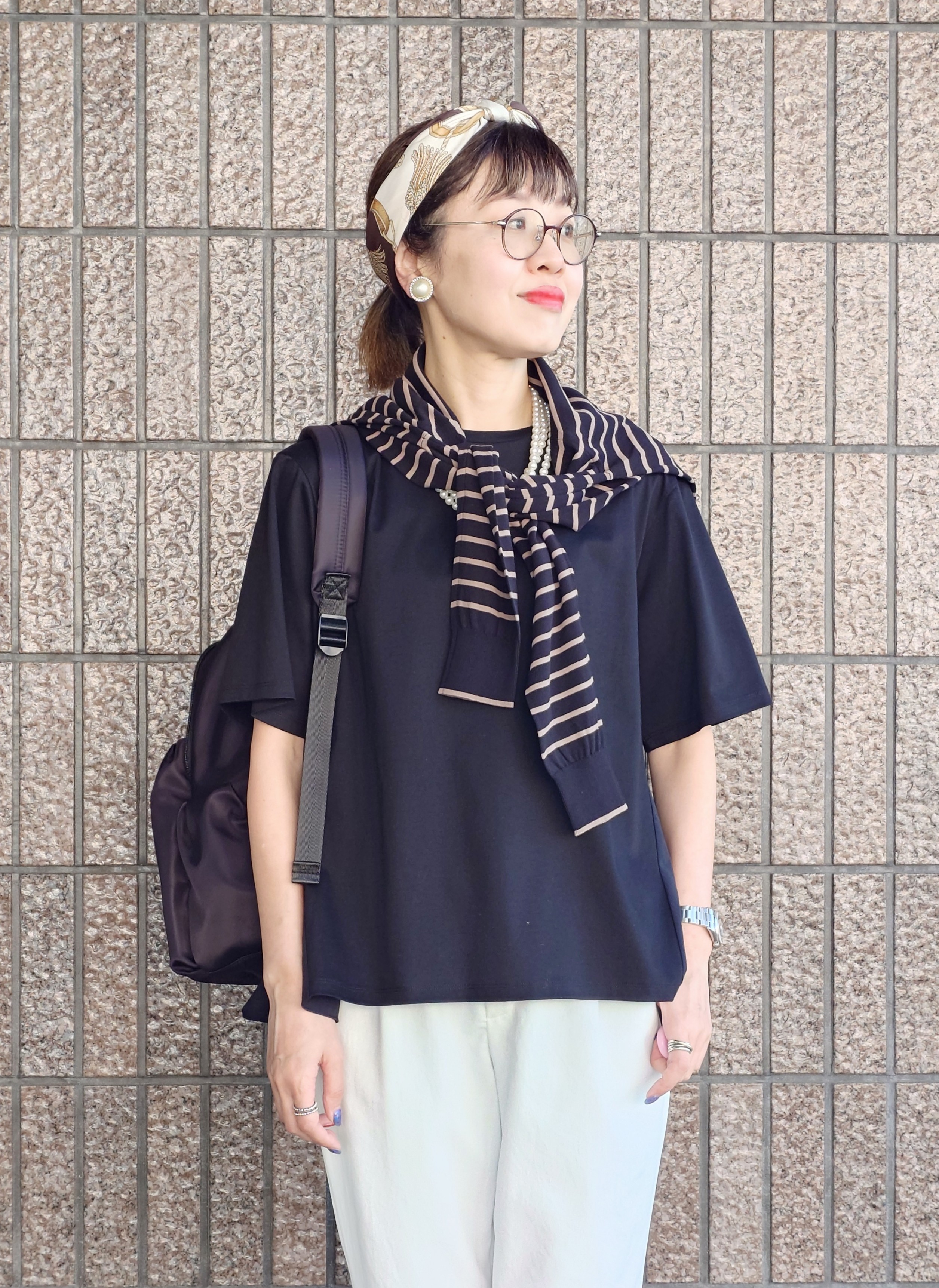 MUTSUKOさんの「UNTITLED｜【洗える/Tシャツ】異素材ドッキングプルオーバー」を使ったコーディネート