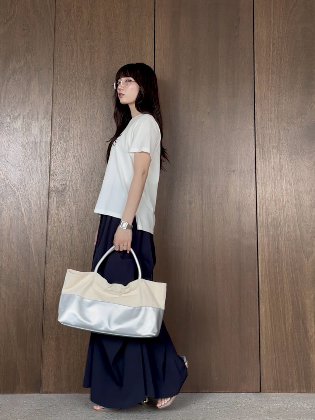 ibukiさんの「INDIVI｜タイポグラフィTシャツ【接触冷感】」を使ったコーディネート
