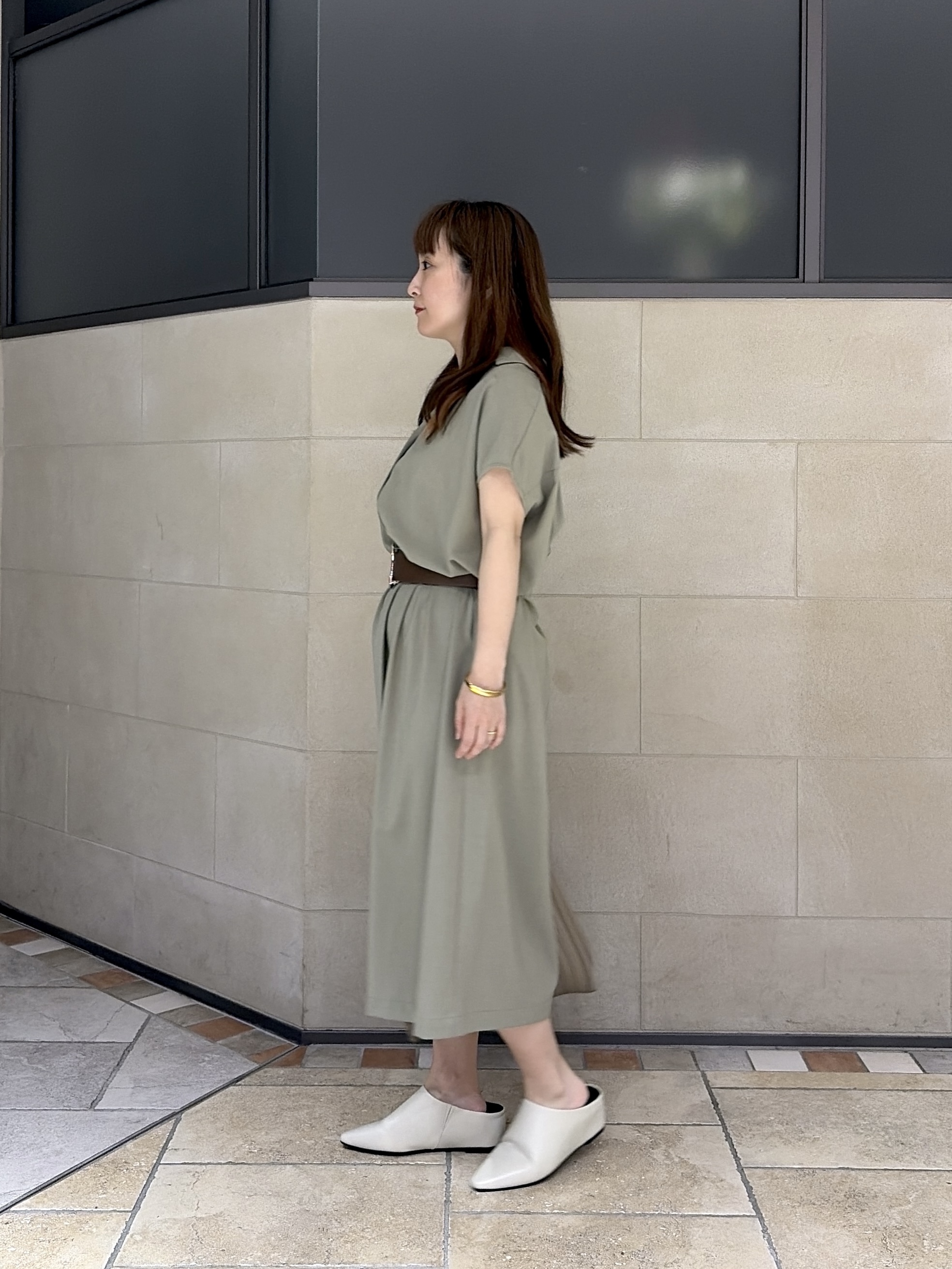 よねさんの「INDIVI｜Comfy SET UP｜スキッパーワンピース【通勤／接触冷感／UVカット】」を使ったコーディネート